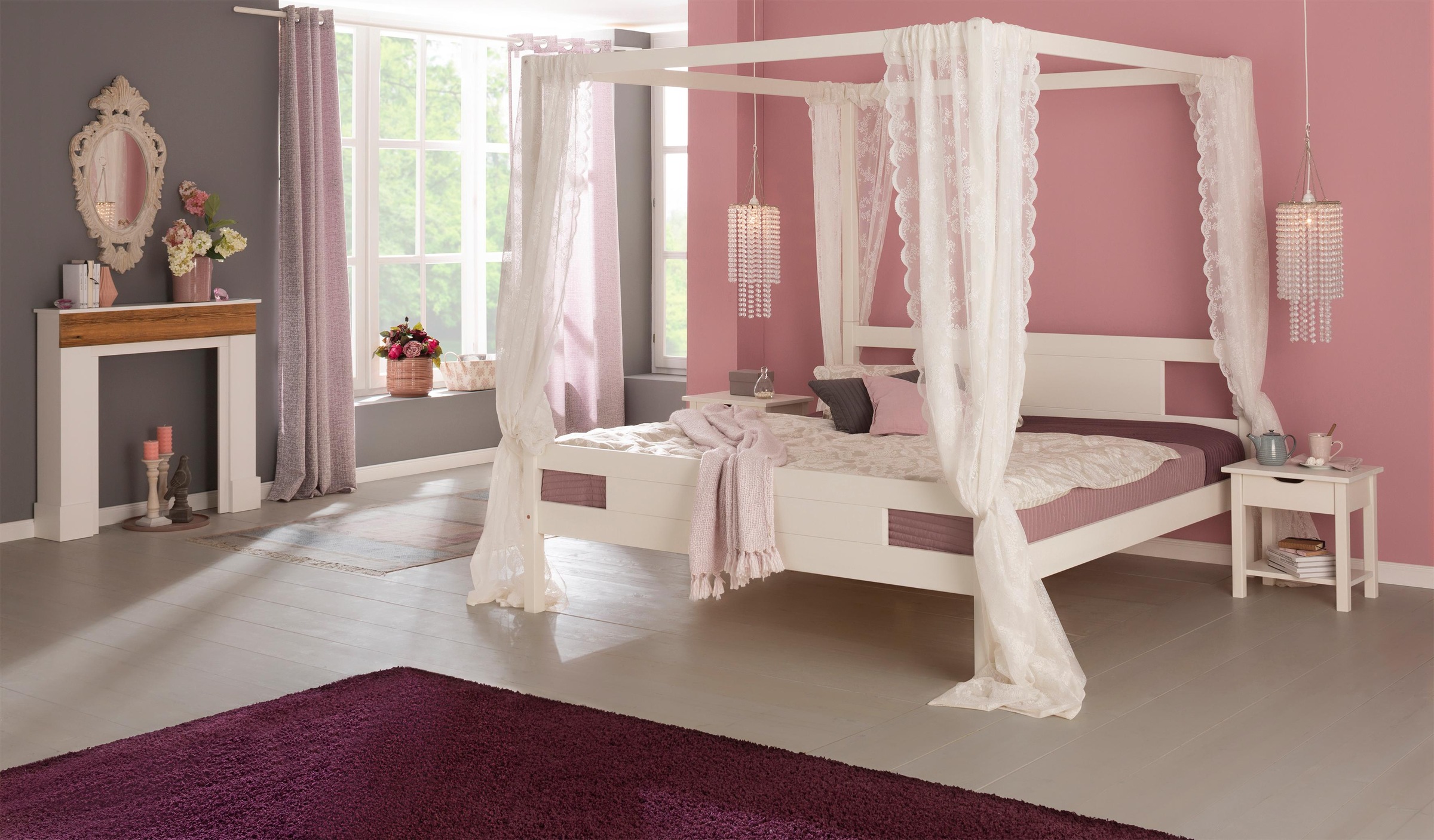 Image of GOODproduct Massivholzbett ""KYOTO" Himmelbett" hohe Belastbarkeit bis 180 kg, aus zertifiziertem Massivholz