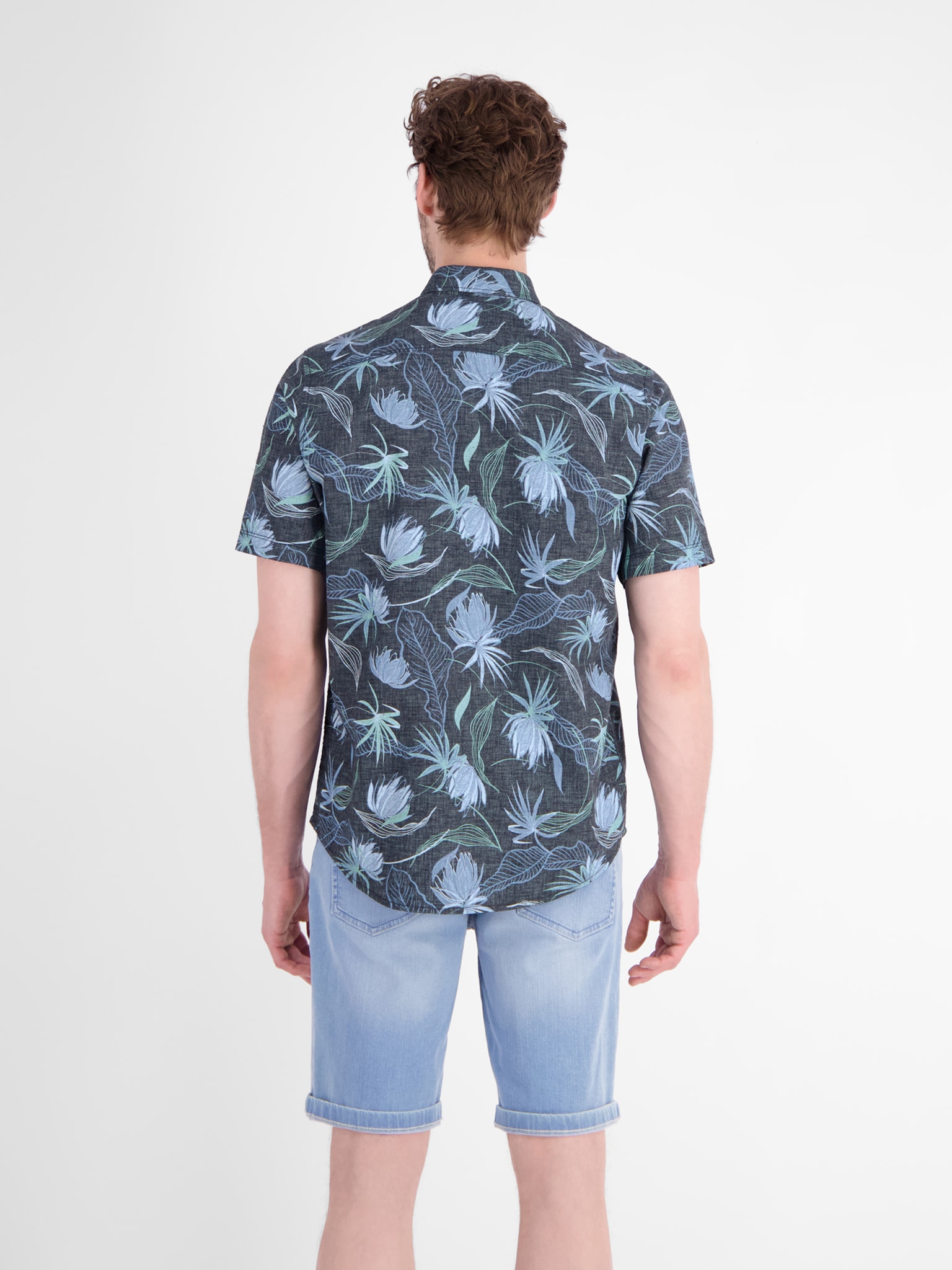 LERROS Chemise à manches courtes Manches courtes, en polyester et coton, imprimé floral intégral