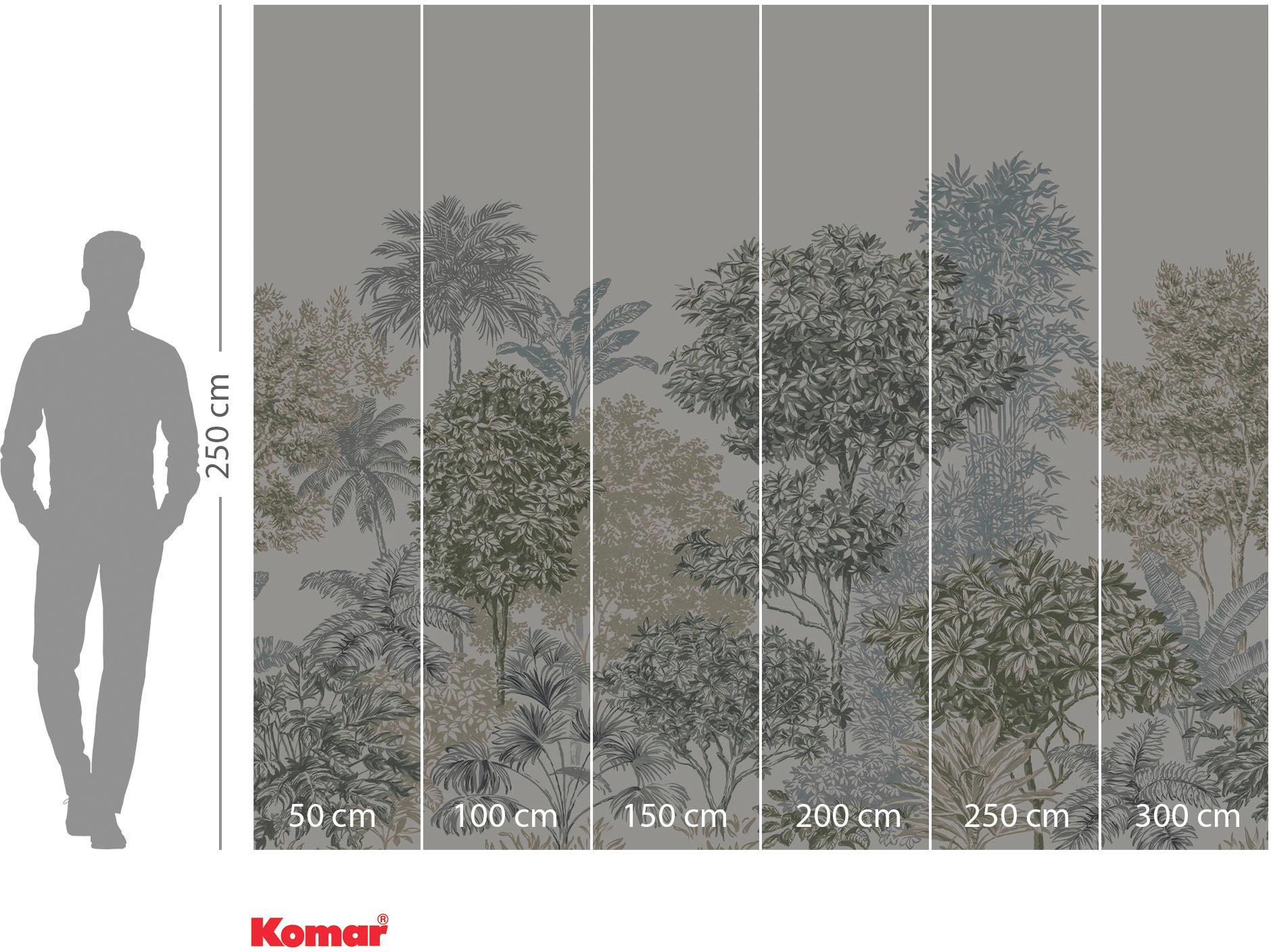 Komar Vliestapete »Digitaldruck Vlies - Painted Palms - Grösse 300 x 250 cm«, bedruckt, Wohnzimmer, Schlafzimmer
