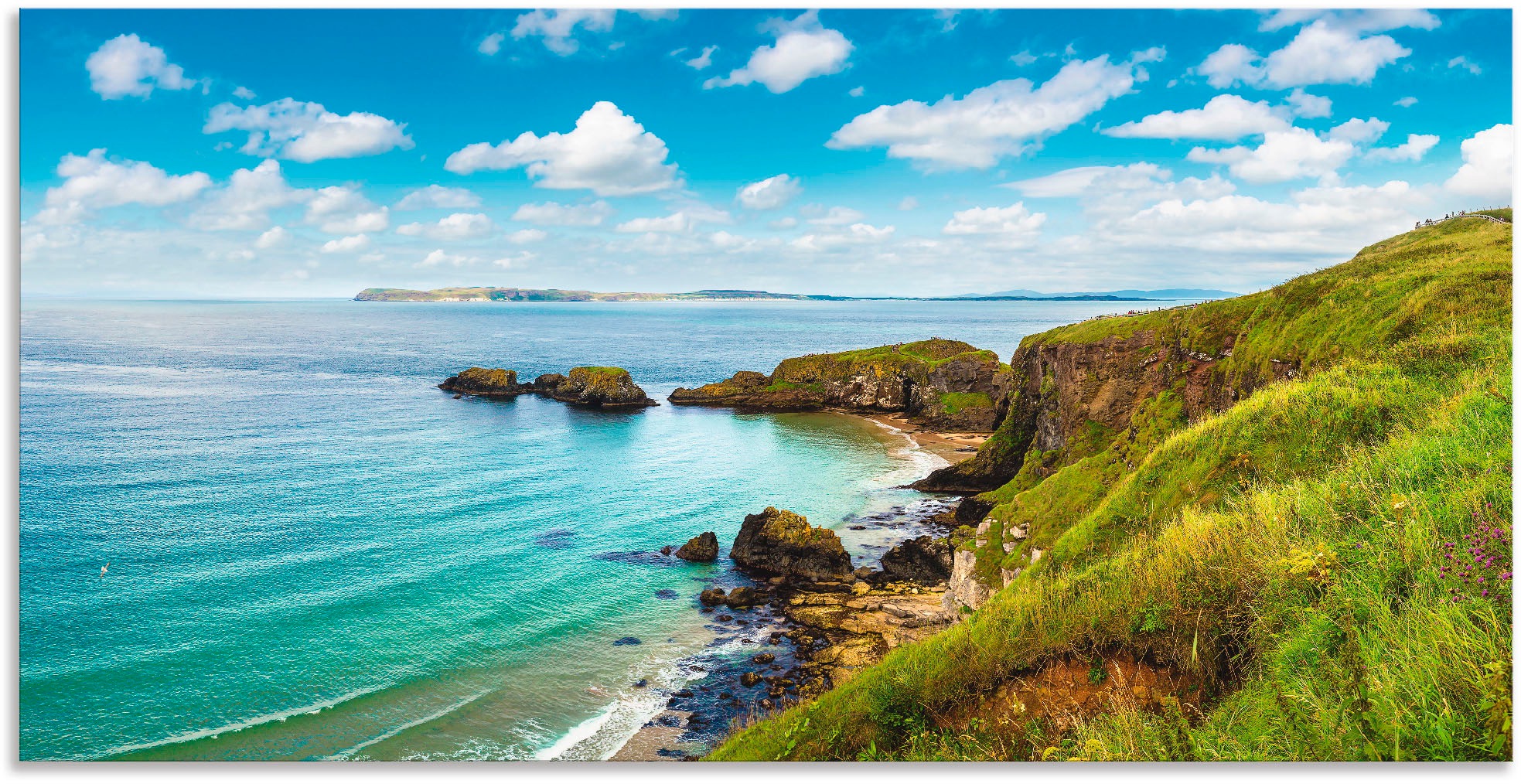 Image of Artland Wandbild »Küstenweg in Carrick-a-Rede«, Gewässer, (1 St.), in vielen Grössen & Produktarten - Alubild / Outdoorbild für den Aussenbereich, Leinwandbild, Poster, Wandaufkleber / Wandtattoo auch für Badezimmer geeignet bei Ackermann Versand Schweiz