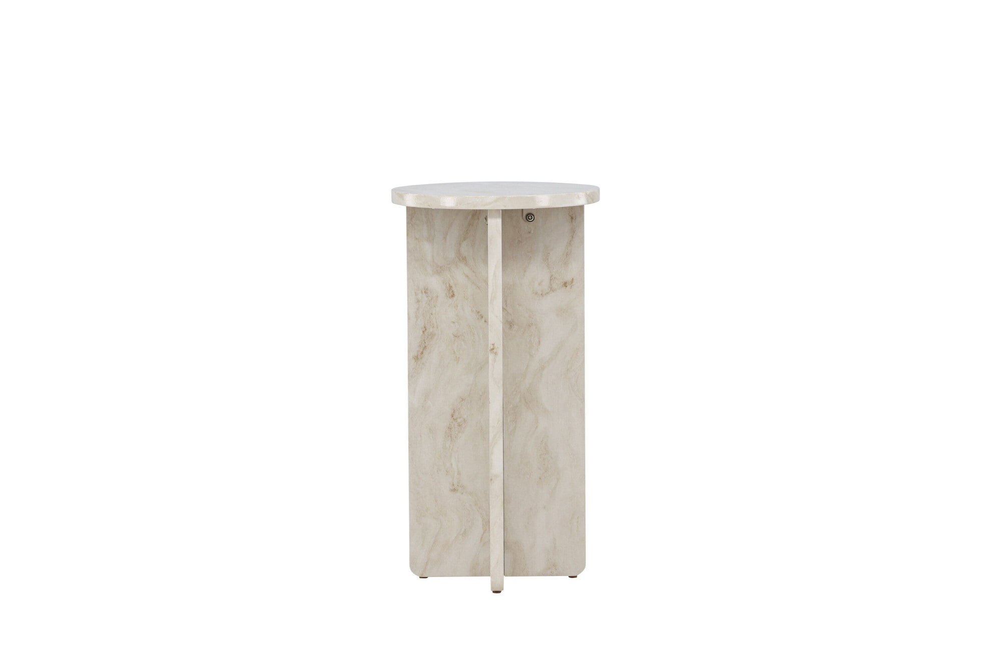 Venture Home Beistelltisch »Ålesund, hoher runder Beistelltisch in beiger Marmoroptik, Ø 40 cm« Ablagetisch, MDF, gewachst, rund, schlank, anspruchsvoll