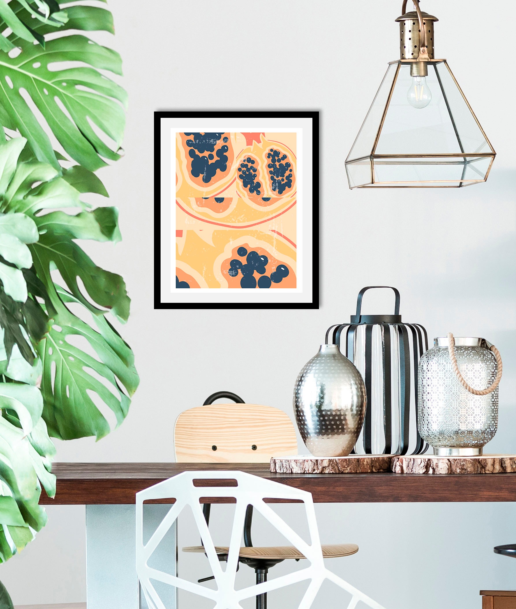 Image of queence Bild "Fritzi" Essen Kunst Lebensmittel Obst Obst Bilder 1 Stk. tlg. gerahmt