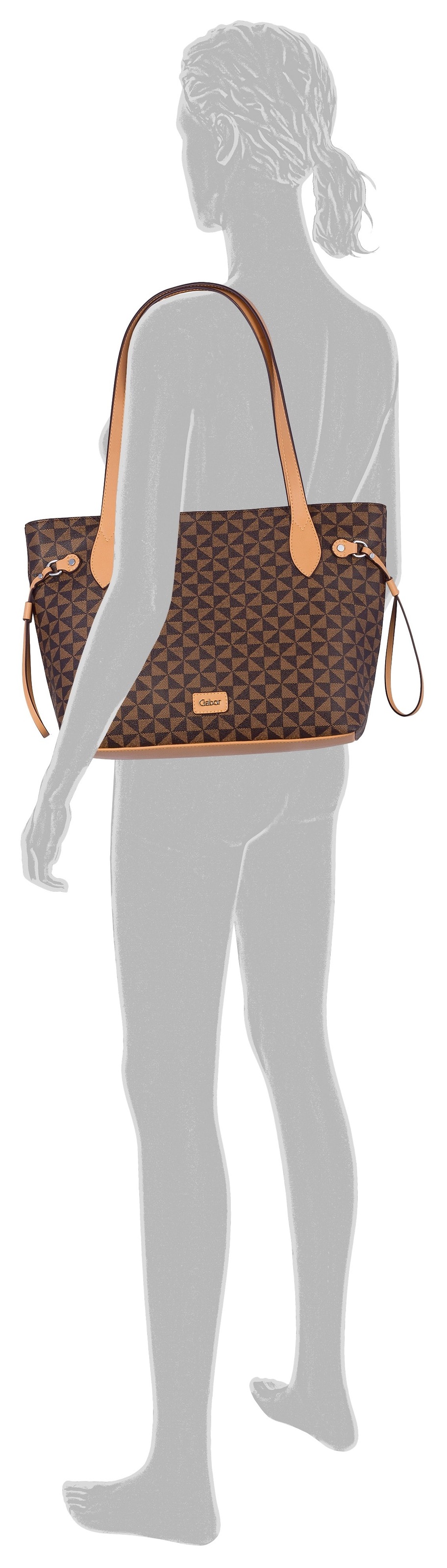 Gabor Shopper "Barina" aus Lederimitat mit charakteristischem All-Over-Druck und Metall Logo
