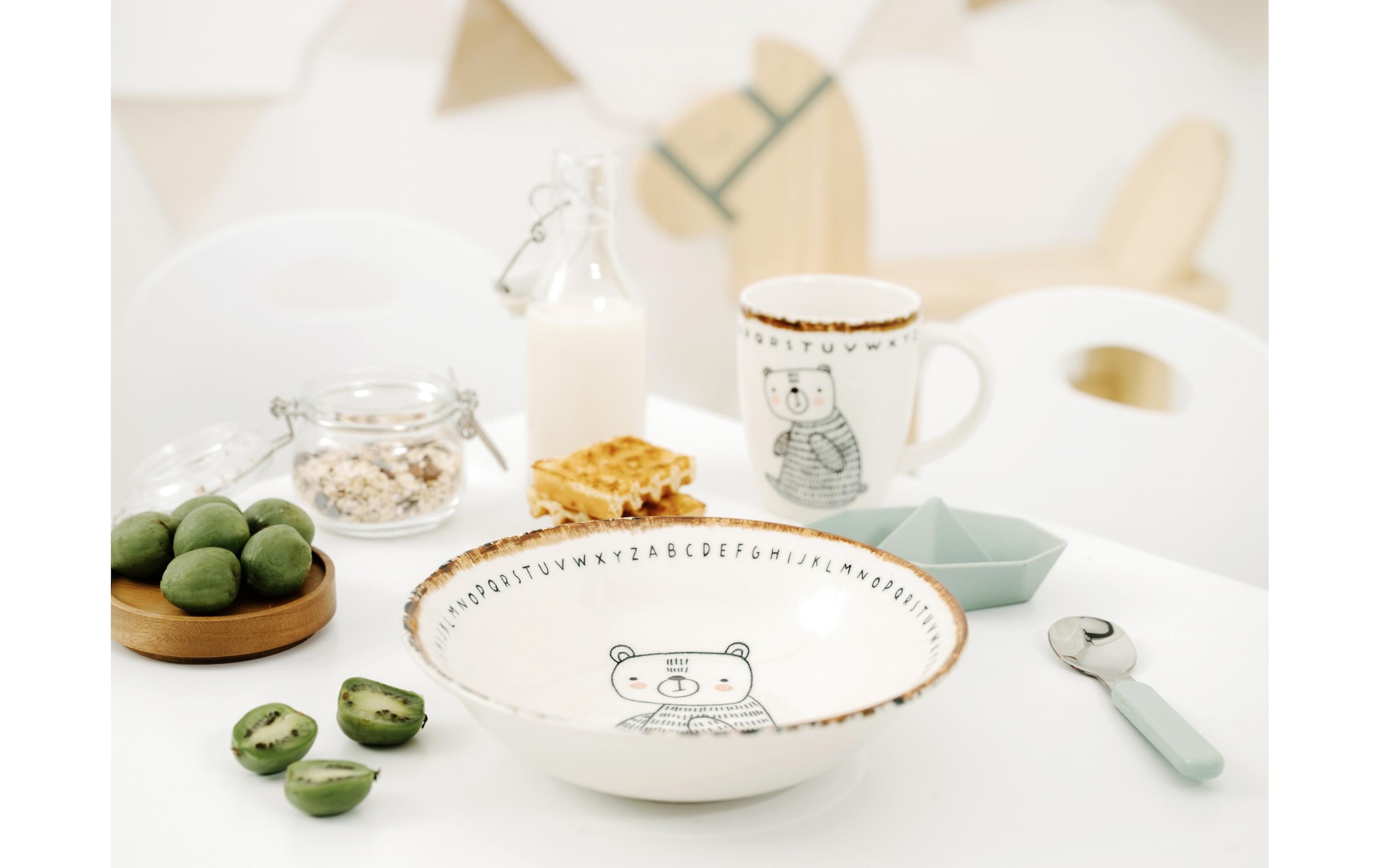 CreaTable Set de vaisselle pour enfants »Freunde des Waldes Bär Steinzeug, 3-tlg«