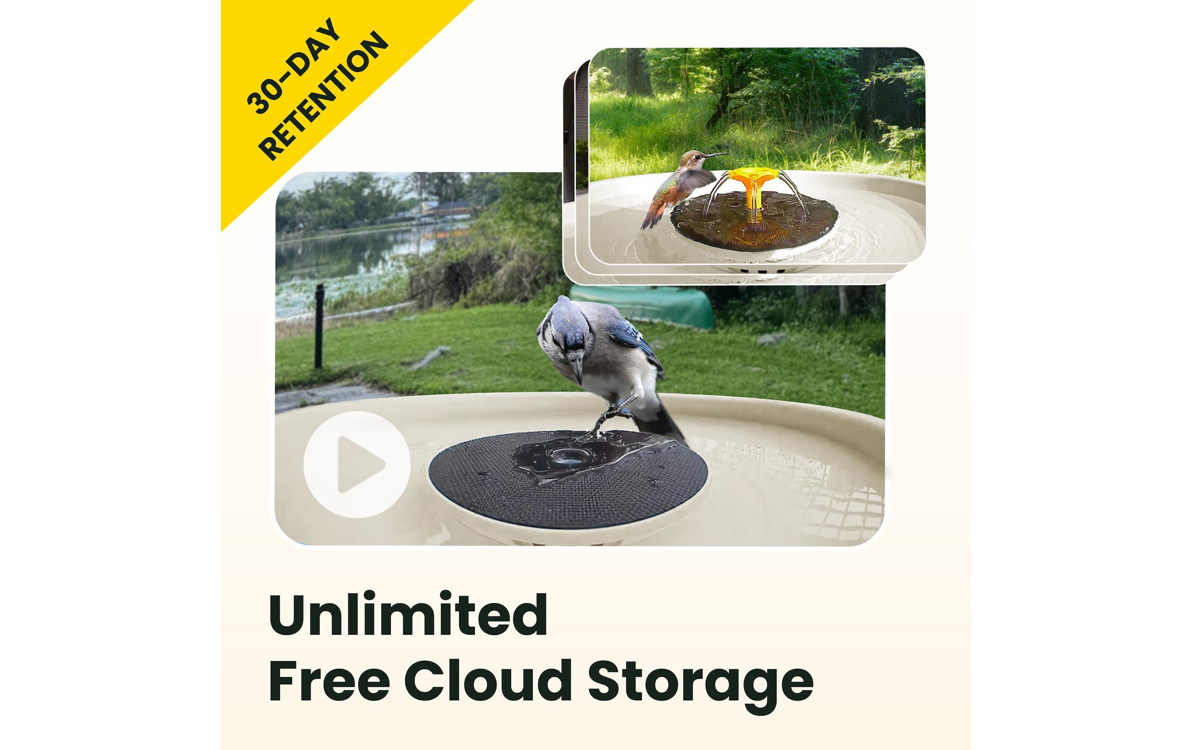 Birdfy Vogeltränke »Vogelbad mit Kamera« Solarbetrieben, KI und Video Vogelerkennung