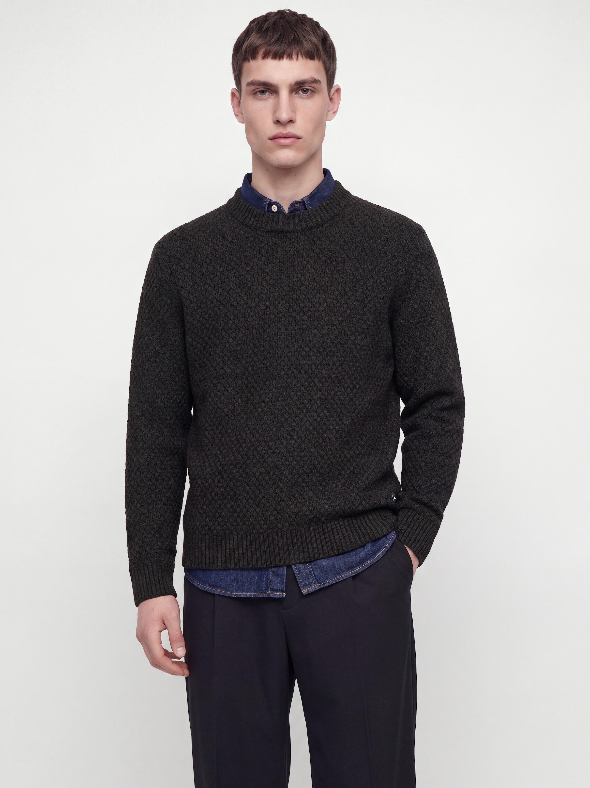 Image of Jack & Jones Rundhalspullover "JJBLAKE KNIT CREW NECK SN" Materialmix, relaxed fit