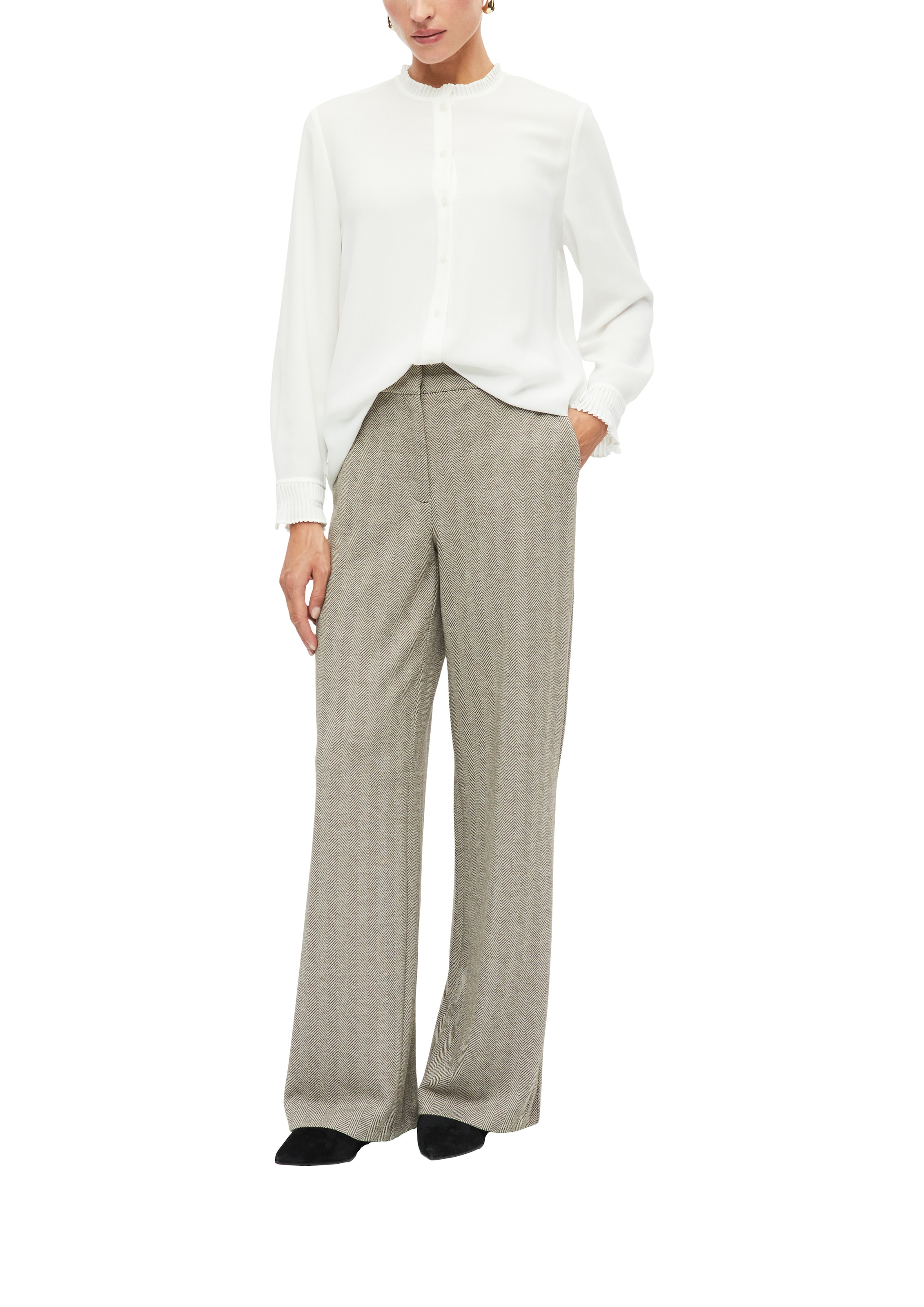 s.Oliver BLACK LABEL Pantalon en tissu  avec motif chevrons et bande élastique