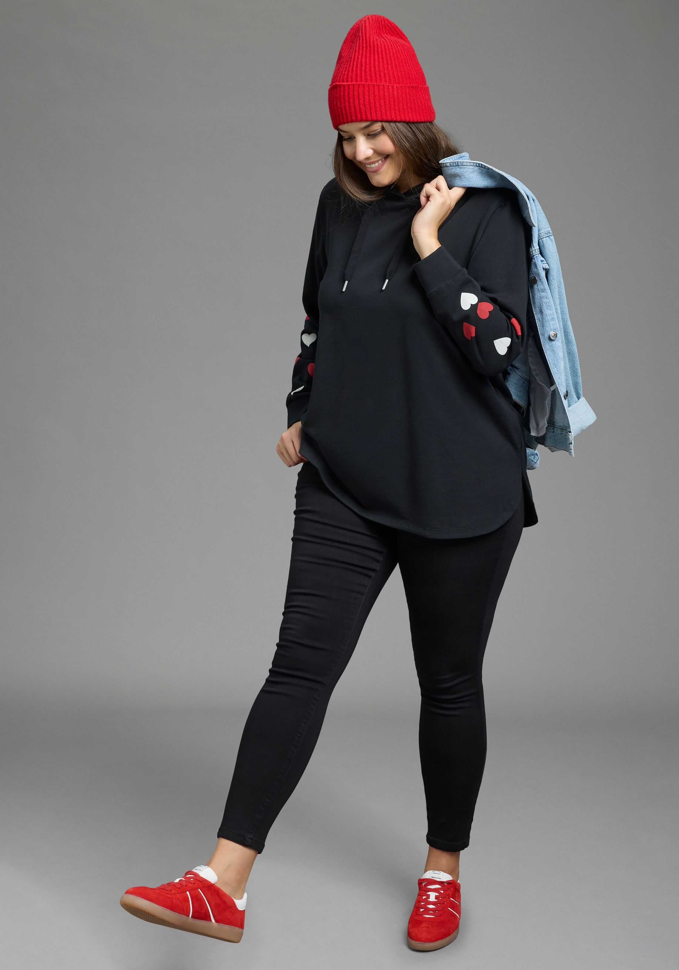 Laura Scott CURVE Kapuzensweatshirt »Grosse Grössen«, im Oversized Look aus weicher Baumwolle
