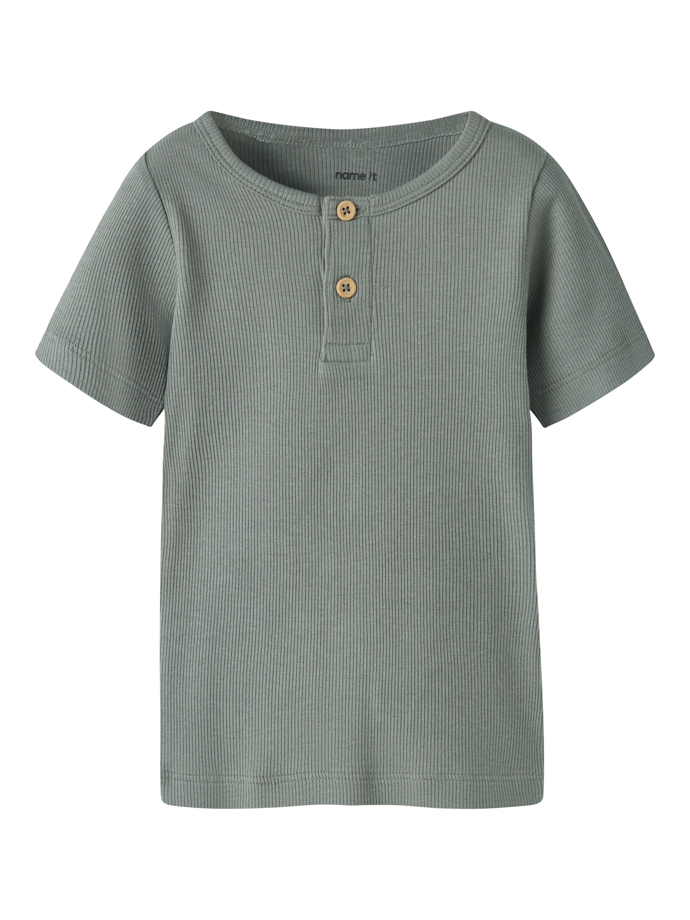 Image of Name It Kurzarmshirt "NMMKAB TOP NOOS" Baumwollmischung, kurze Knopfleiste
