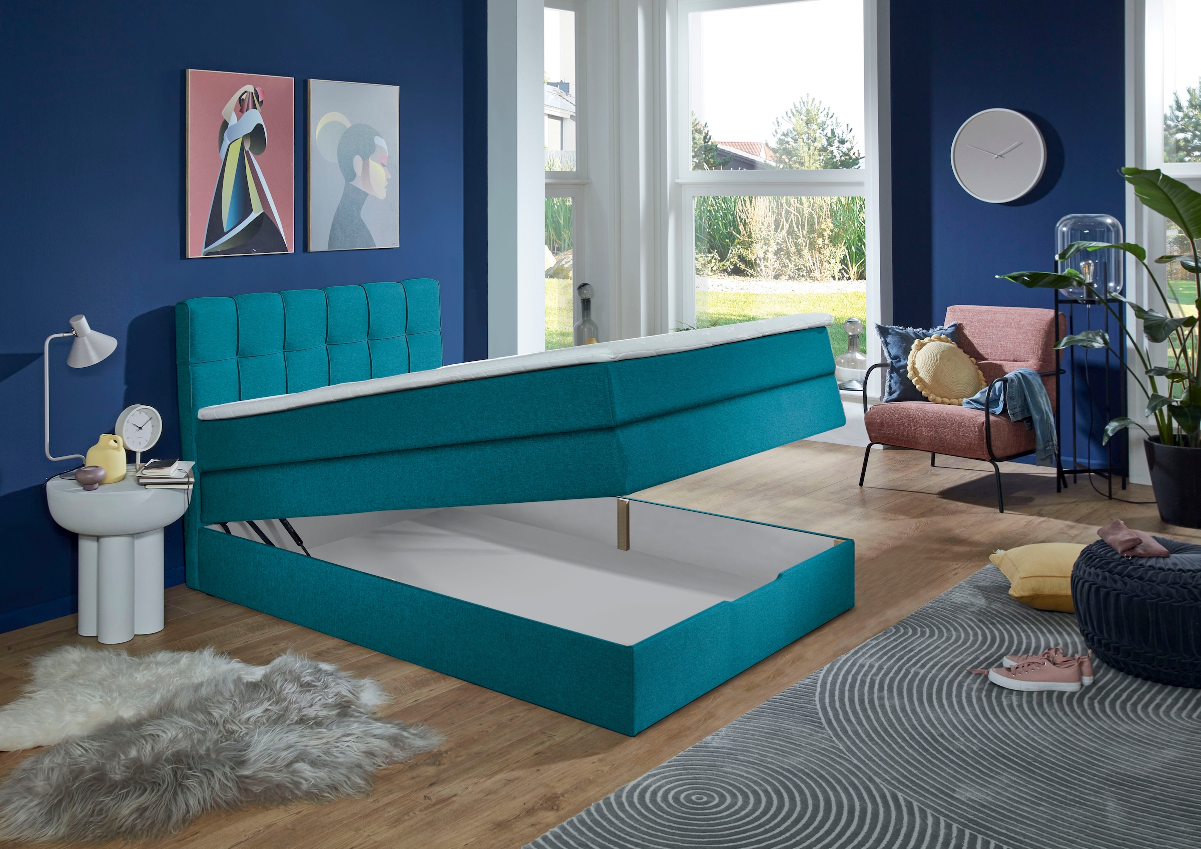 Home affaire Boxspringbett »Fornoli« inkl. Topper und Bettkasten, H3 in zwei Matratzenarten