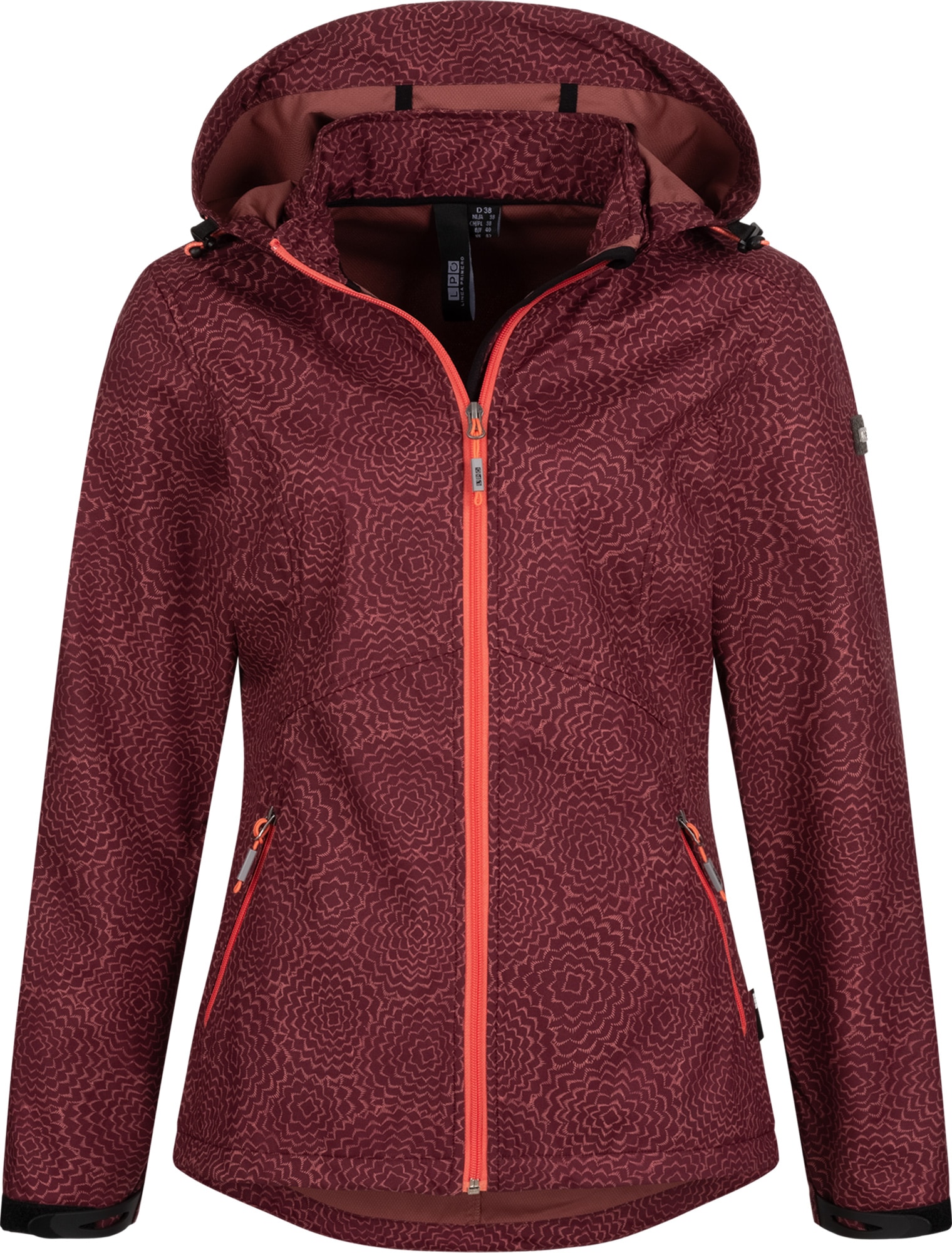 LPO Softshelljacke »SHELBY PEAK II«, leichte Softshelljacke mit All-Over-Print und abnehmbarer Kapuze