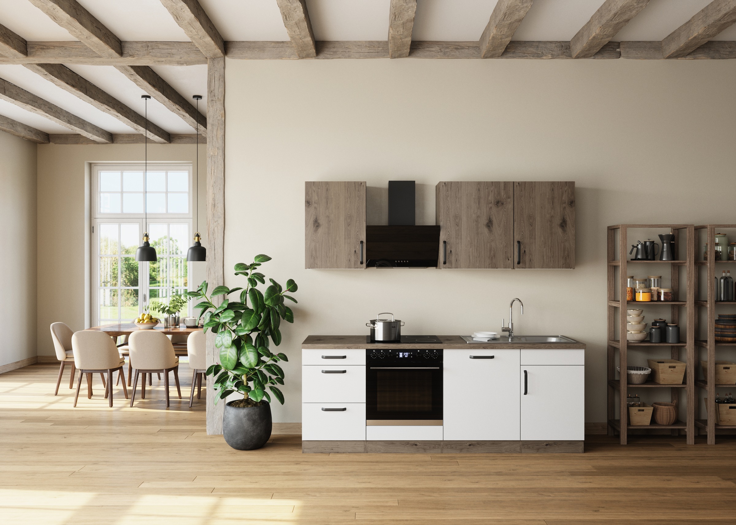 wiho Küchen Küchenzeile "Elba" wahlweise mit Hanseatic E-Geräten, Breite 220 cm