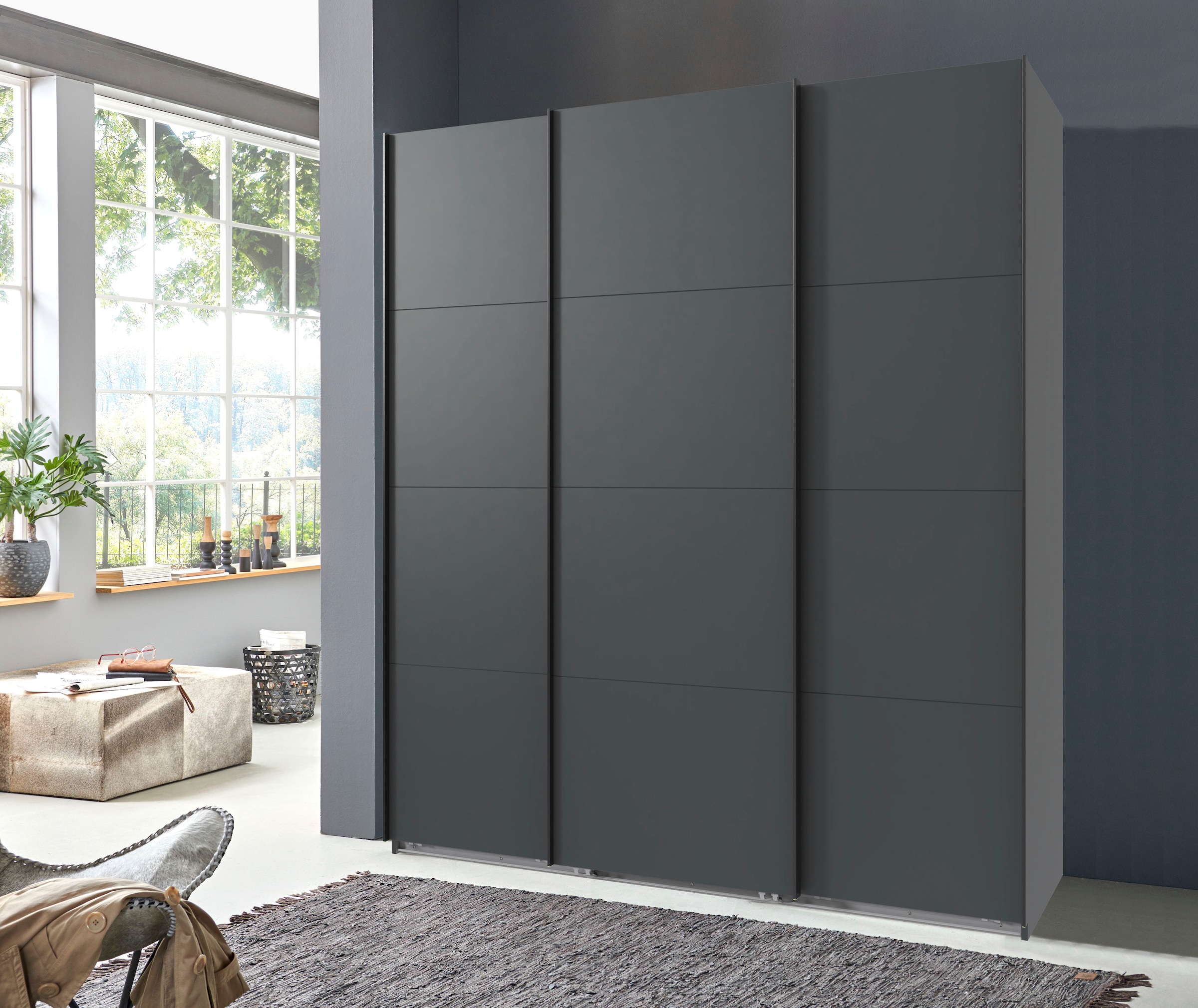 Wimex Armoires à vêtements »Mugano, Made in Germany, Lieferung bis in Deine Etage und Stellort« wähle Deine Ausstattung: Basic oder Premium!,  3 Schwebetüren, grosse Grössen, mit oder ohne Spiegel, Metallgriffe