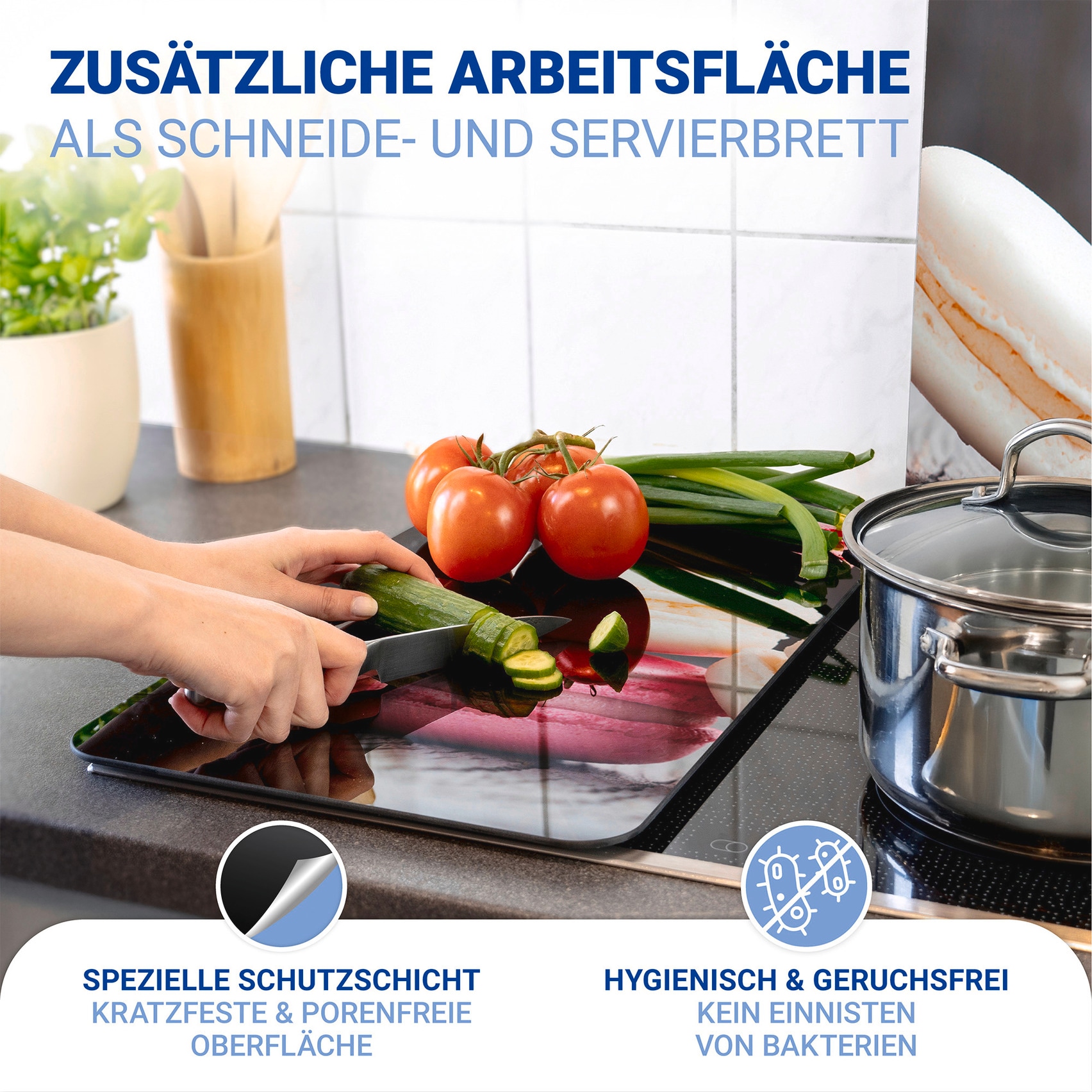 WENKO Herd-Abdeckplatte »Universal Modell Macarons«, (Set, 2 tlg.), Herdabdeckung für alle Herdarten, kratzfest, mit rutschfesten Füssen