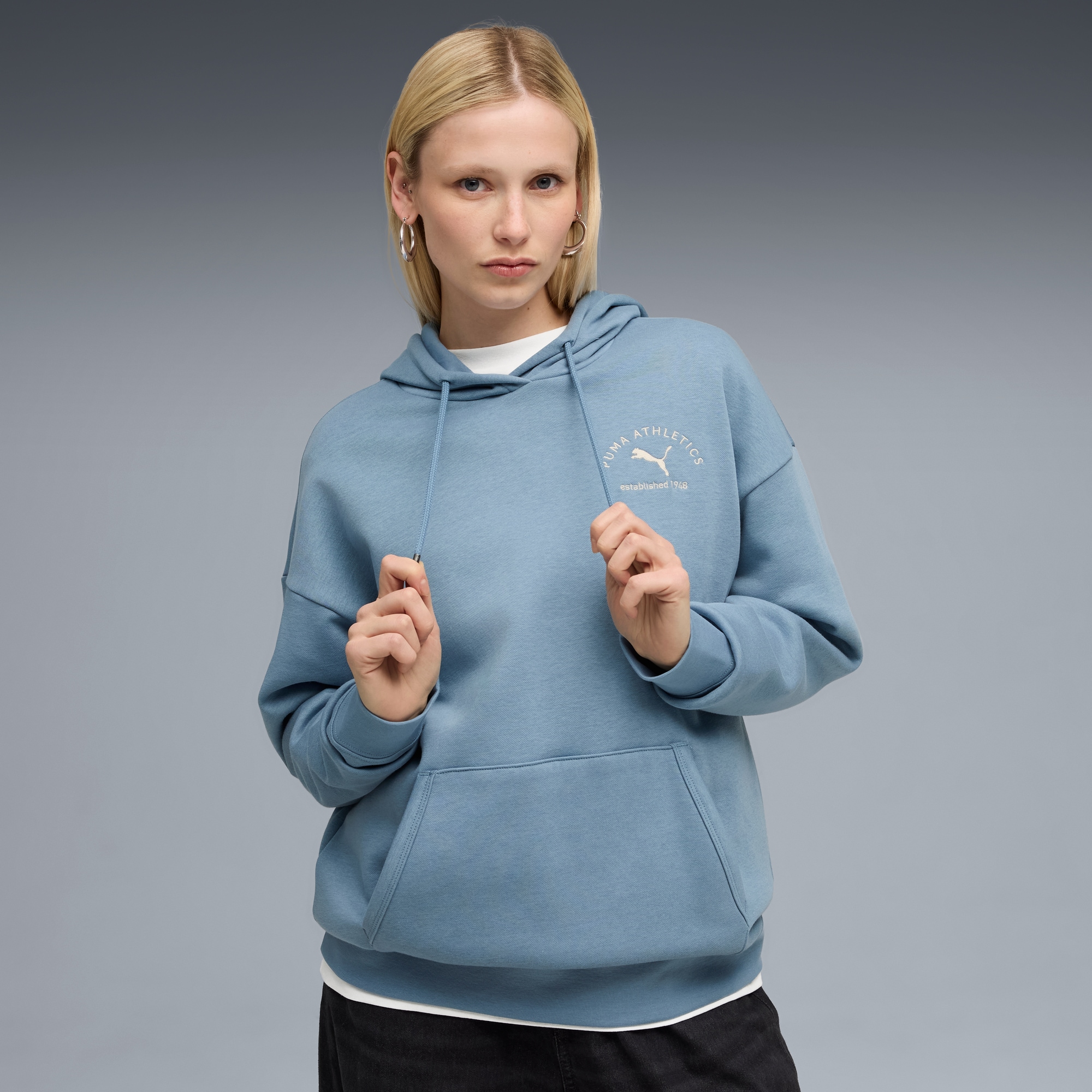 Image of PUMA Kapuzensweatshirt "CLASS RELAXED HOODIE FL", mit Kapuze, mit Kängurutasche, Rundhalsausschnitt