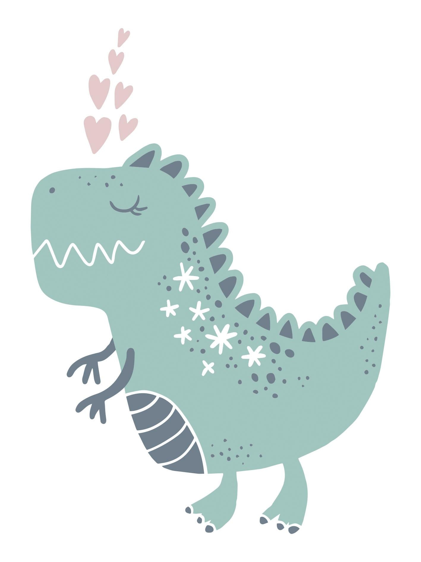 Image of Lüttenhütt Leinwandbild "Drache" Dinosaurier Drachen Herz Herzbilder Kind Tiere Premium-Leinwandstoff, Handarbeit aus Deutschland, Kindermotiv