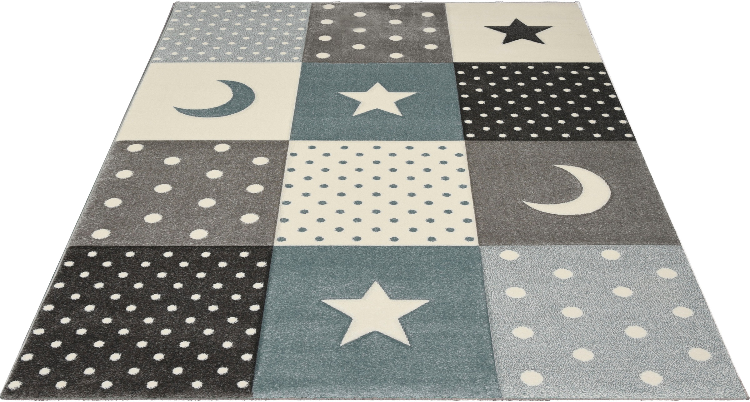 Image of merinos Kinderteppich »Pastel Kids 20340«, rechteckig, 13 mm Höhe, Mond und Sterne, Konturenschnitt bei Ackermann Versand Schweiz