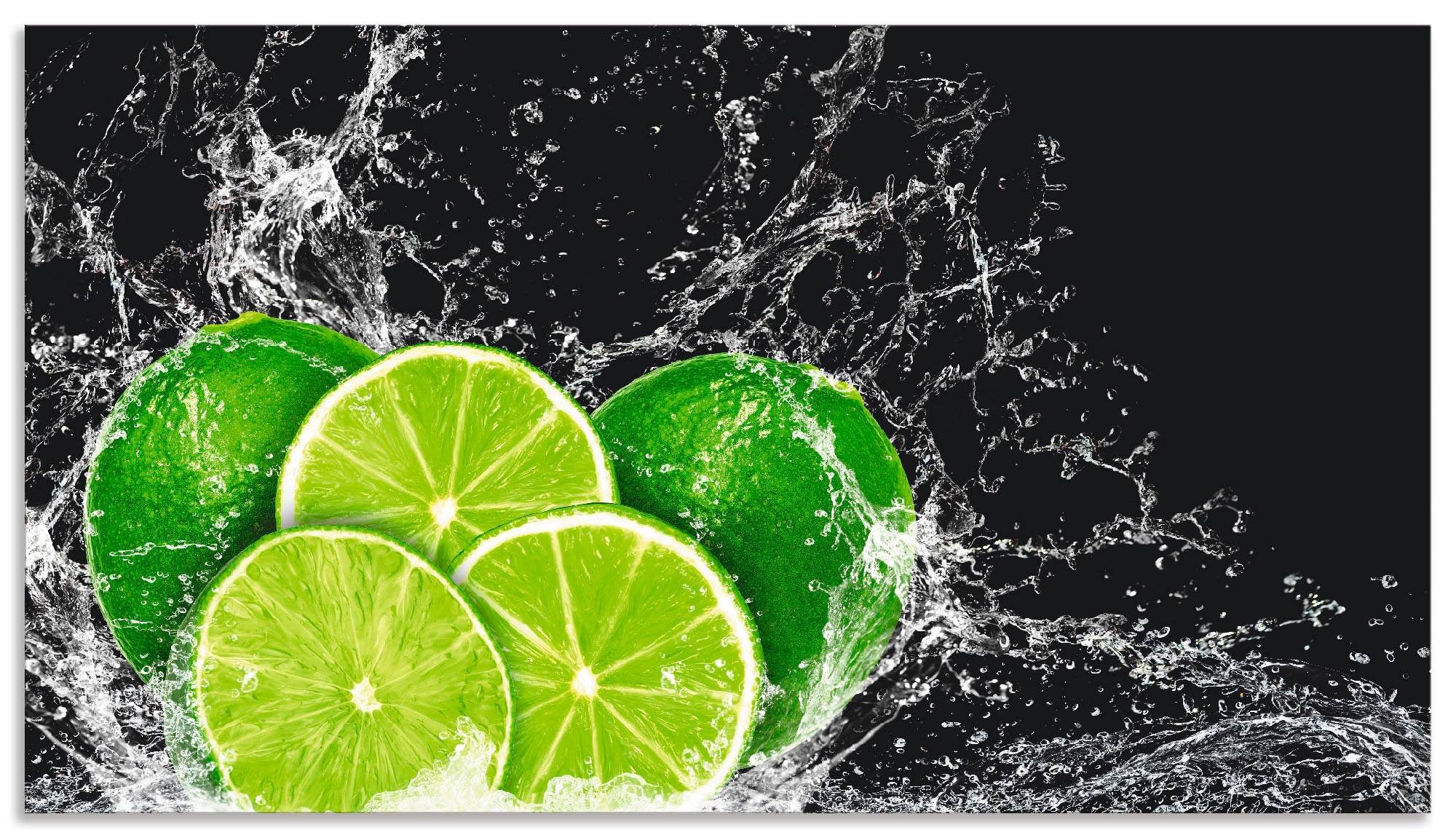 Image of Artland Küchenrückwand "Limone mit Spritzwasser" Alu Spritzschutz mit Klebeband, einfache Montage