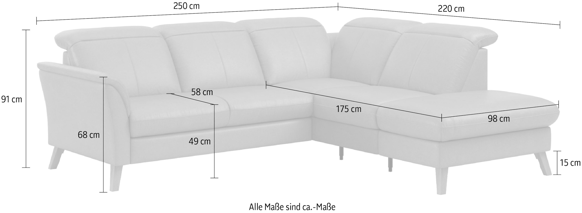 sit&more Ecksofa »Romero L-Form«, wahlweise mit oder ohne TV-Funktion, Bettfunktion, Bettkasten