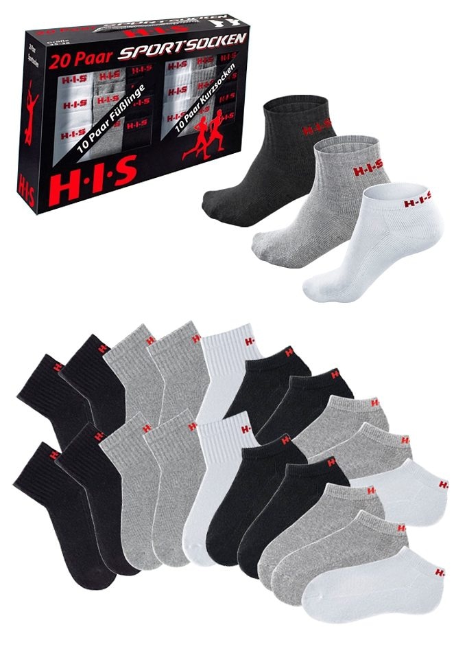 H.I.S Kurzsocken, (Set, 20 Paar), und Sneakersocken mit Frottee