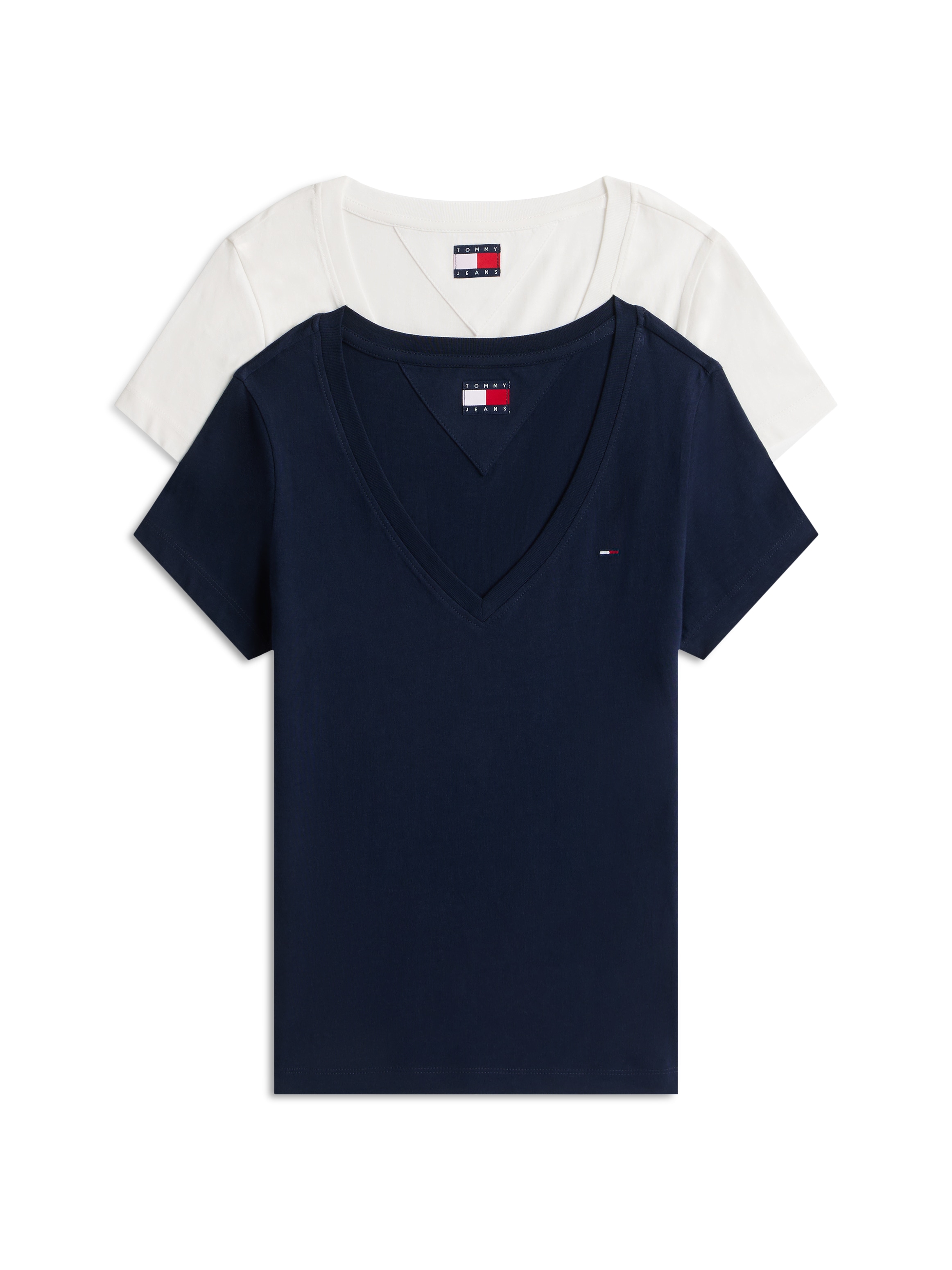 Tommy Jeans T-Shirt »TJW 2PACK V-NECK TEE«, (Packung, 2 tlg., 2-er Pack), mit Logostickerei