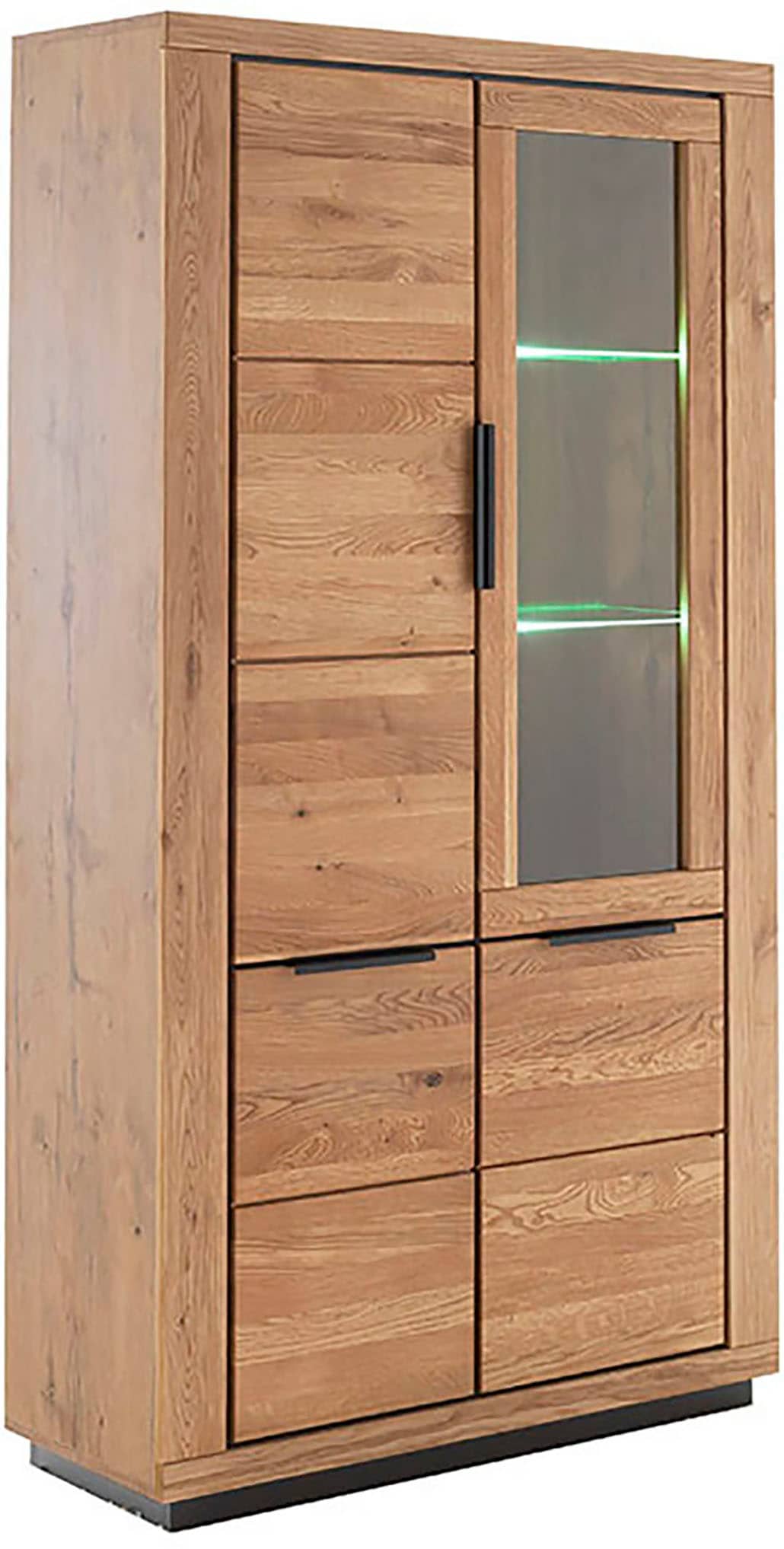 MCA living Vitrine »GRENO Vitrine gross«, (1 St.), aus massiver Wildeiche, Metallgriffe, Breite 107 cm
