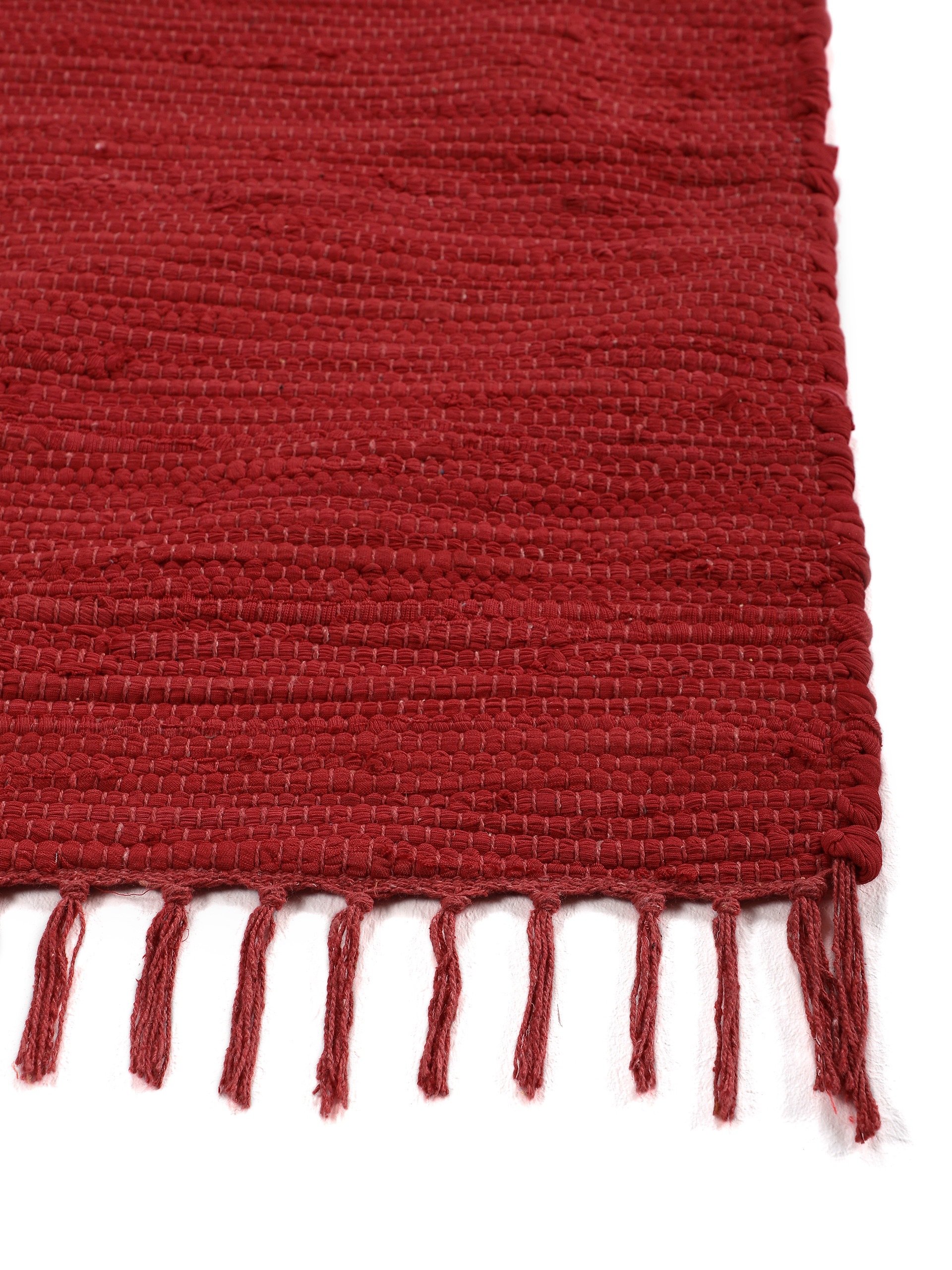 carpetfine Teppich »Kelim Chindi uni, auch als Läufer«, rechteckig, 5 mm Höhe, Wendeteppich, reine Baumwolle, handgewebt, Uni-Farben, mit Fransen
