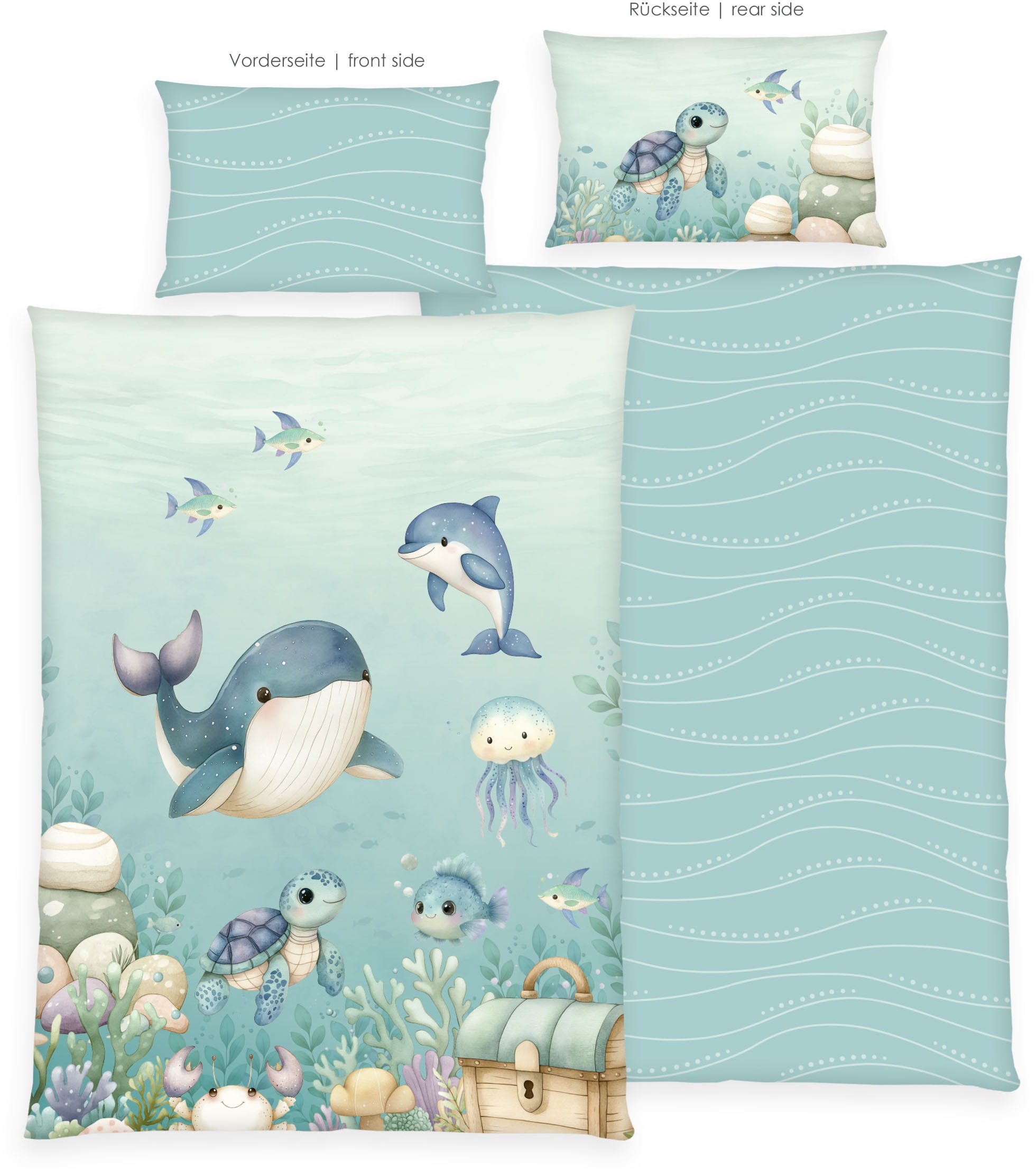 Baby Best Linge de lit pour bébé »Ozeanfreunde« 2 Wendebettwäsche