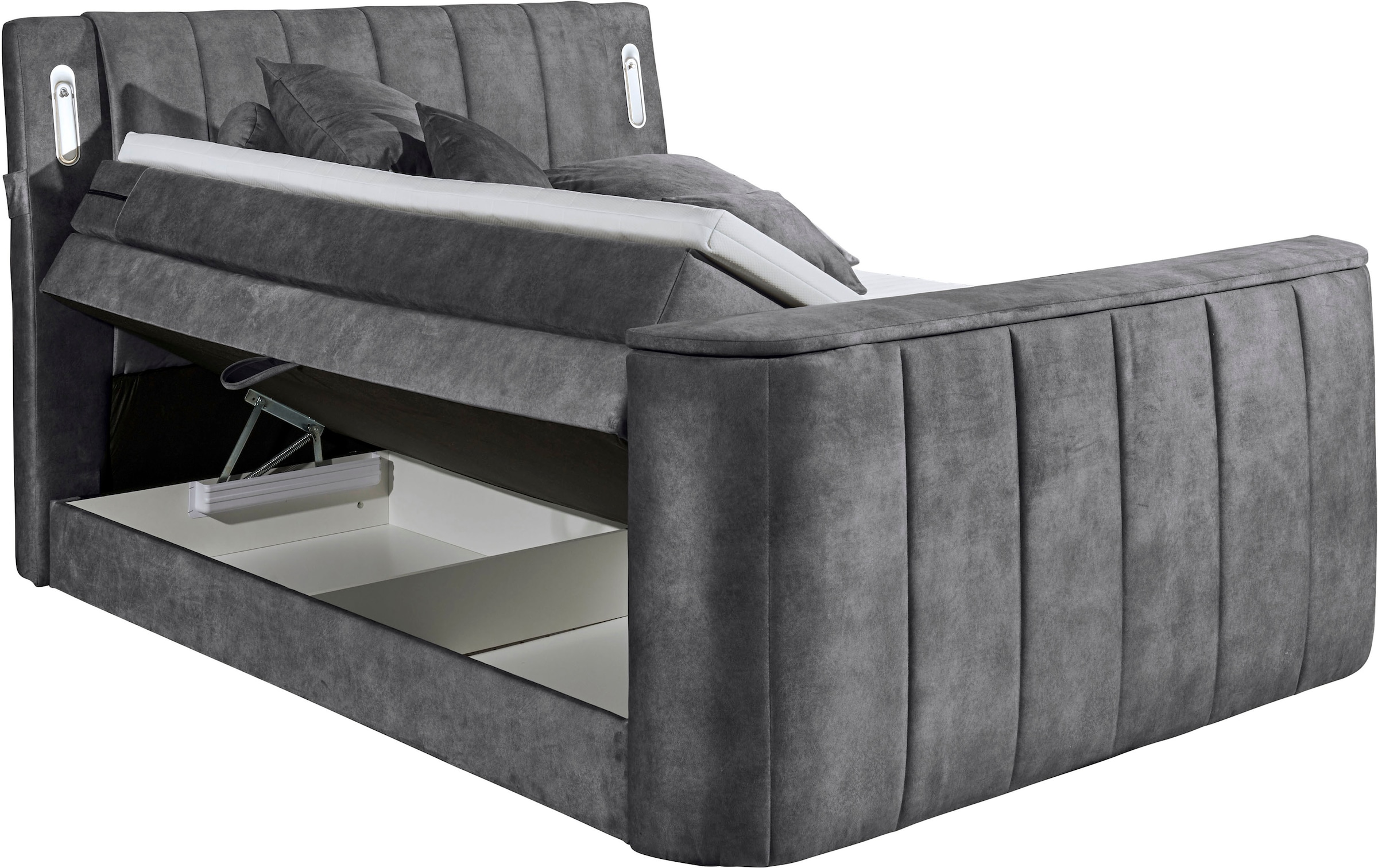 ED EXCITING DESIGN Lit boxspring »Dallas« 7 cuis tlg. inkl. Topper, LED-Beleuchtung, TV Halterung und zwei Bettkästen