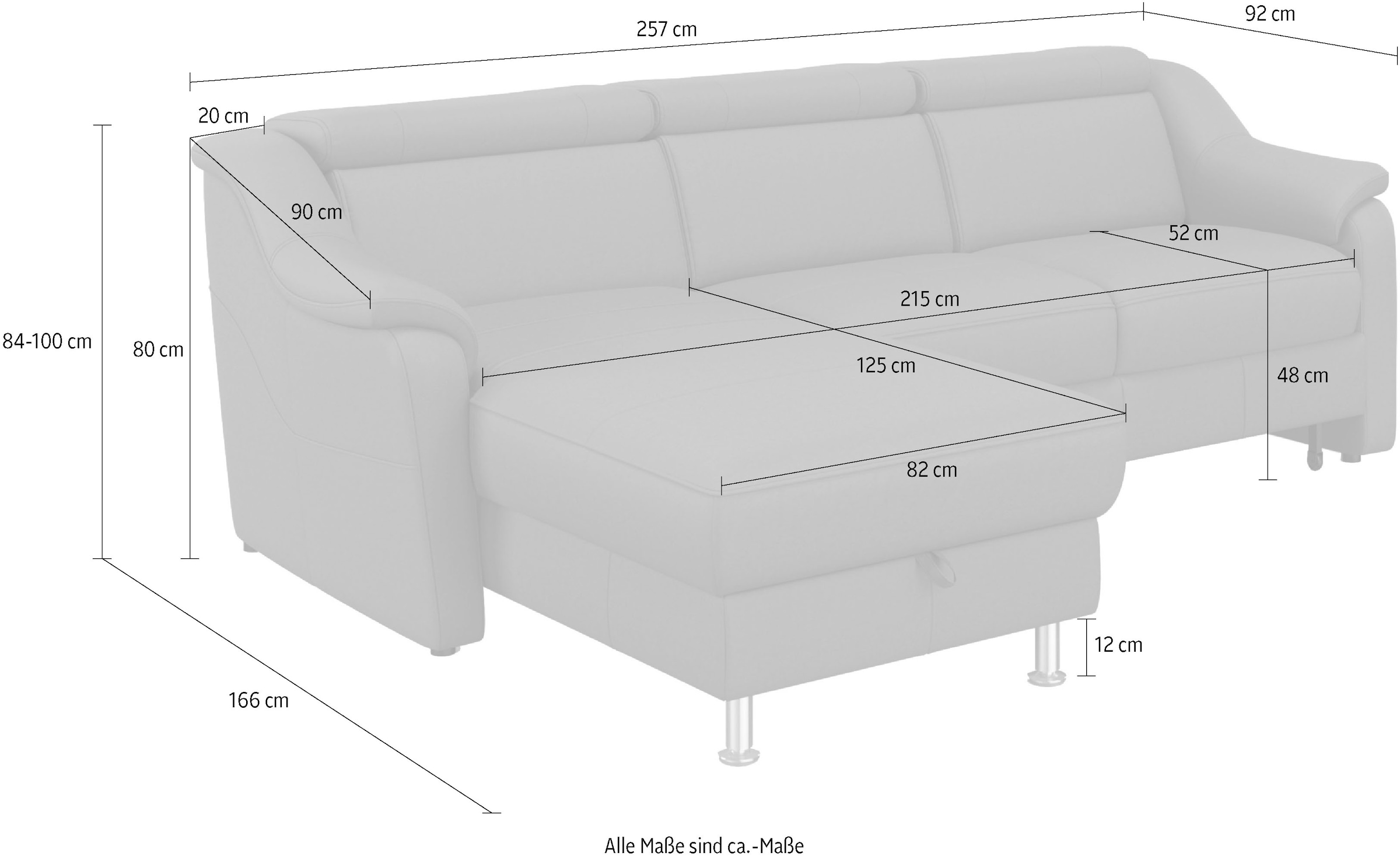 sit&more Canapé d'angle »Freetown L-Form« inklusive Kopfteilverstellung und komfortablem Federkern