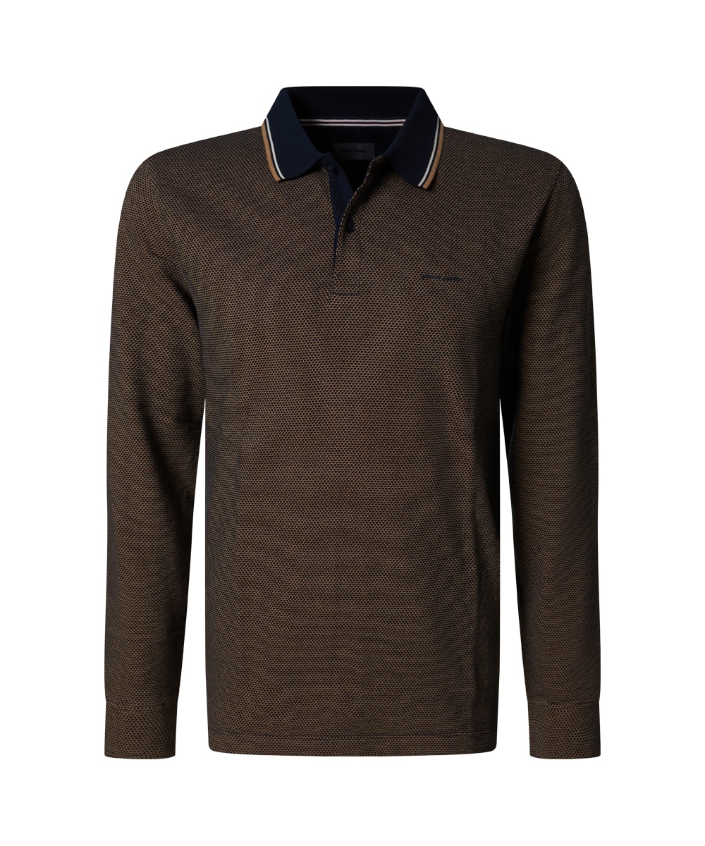 Image of Pierre Cardin Langarm-Poloshirt "1/1 PoloKN" in Struktur-Optik