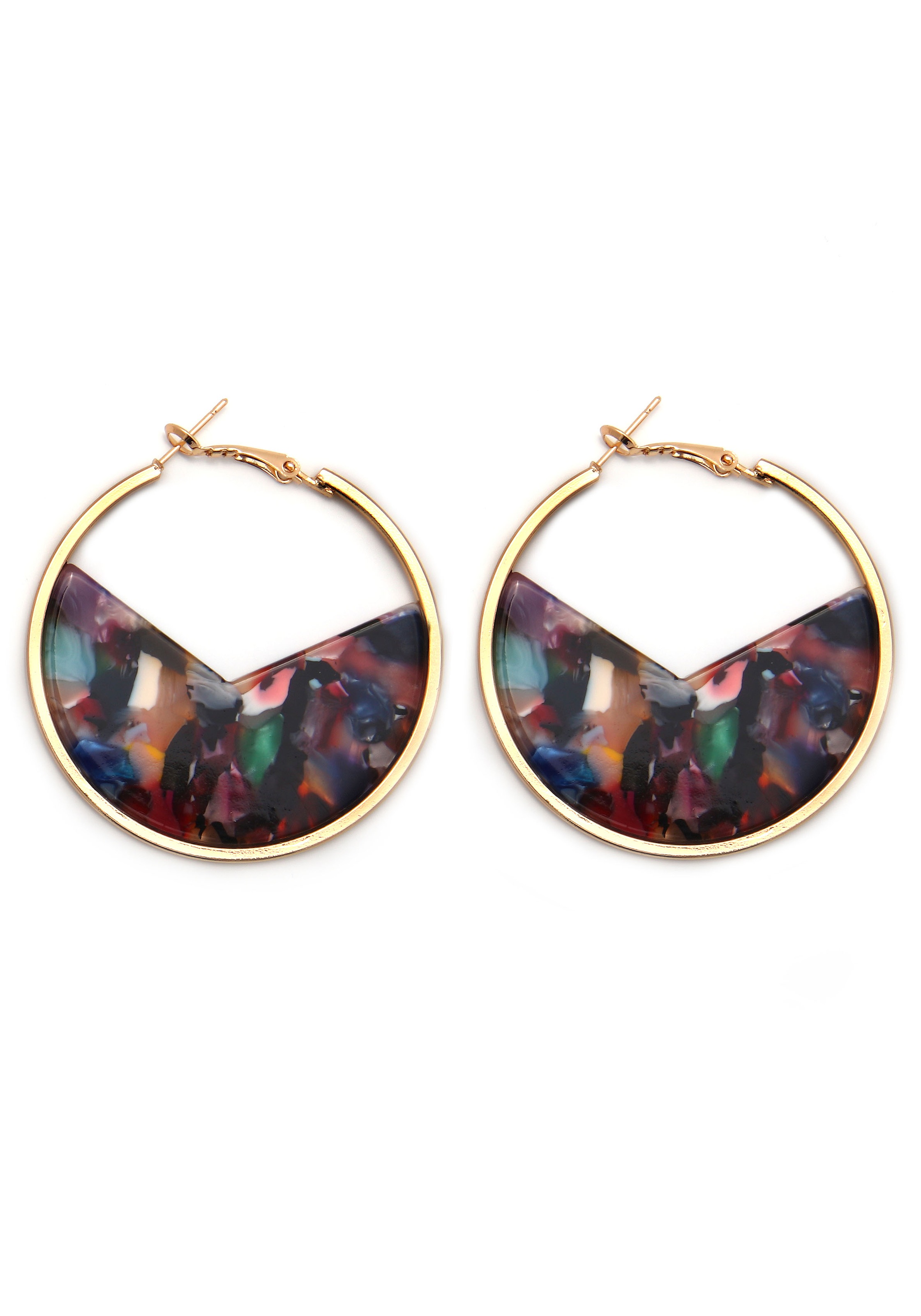 Paar Creolen »bunt, geometrische Form«