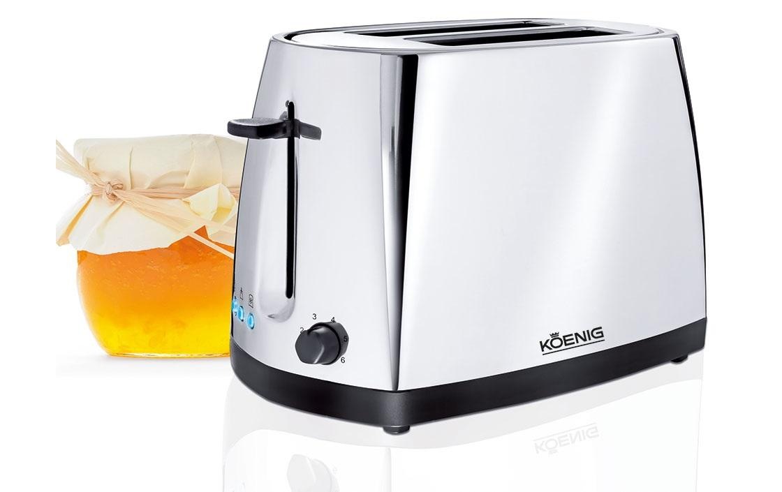 KOENIG Toaster »Chrome Line Chrom/Schwarz«, 2 lange Schlitze, für 2 Scheiben, 900 W
