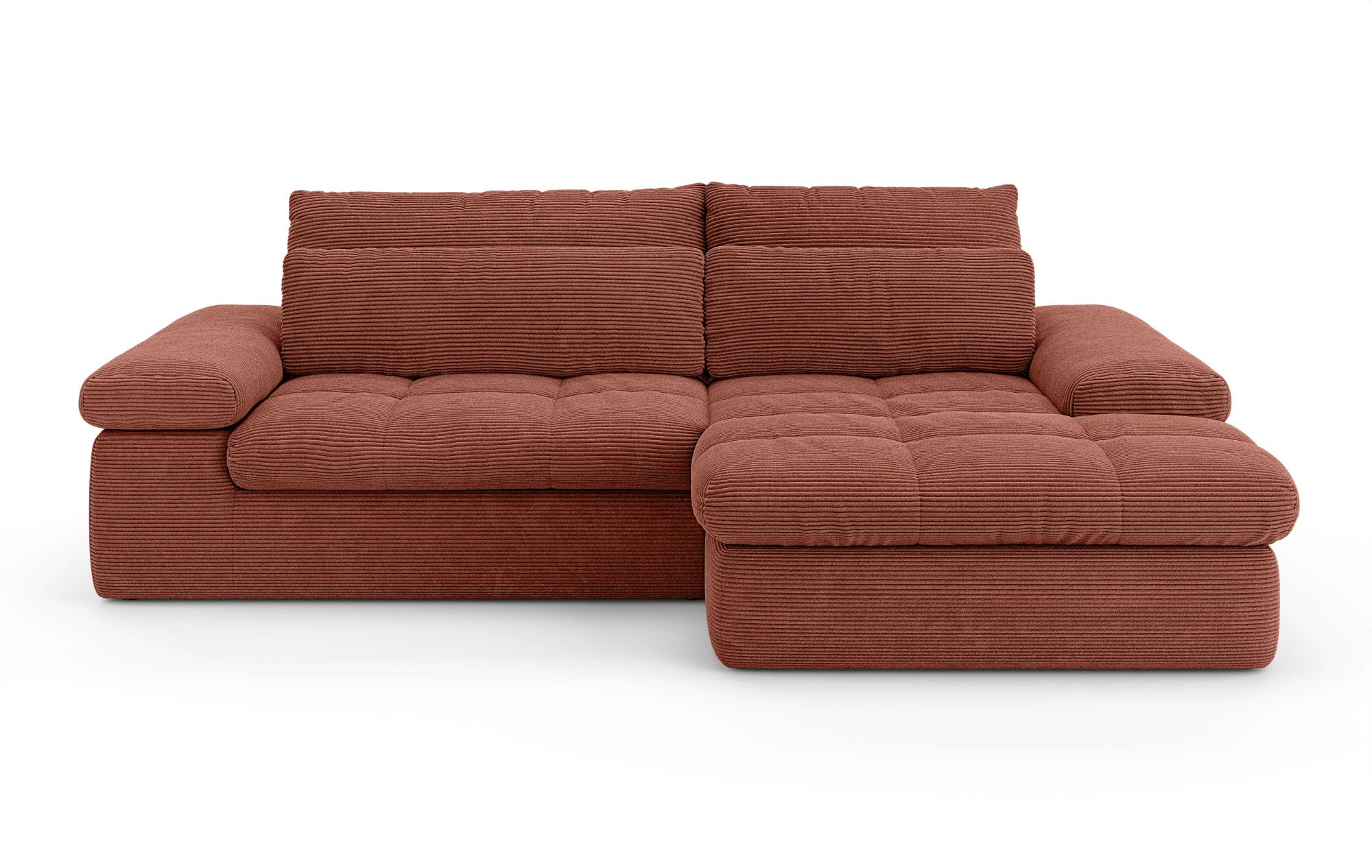 Home affaire Ecksofa »ALVERIE mit Recamiere, moderne Steppung, Masse: B/T/H 274/203/106 cm«, L-Form mit Wellenunterfederung, mit 4 Rückenkissen, pflegeleicht Stoff