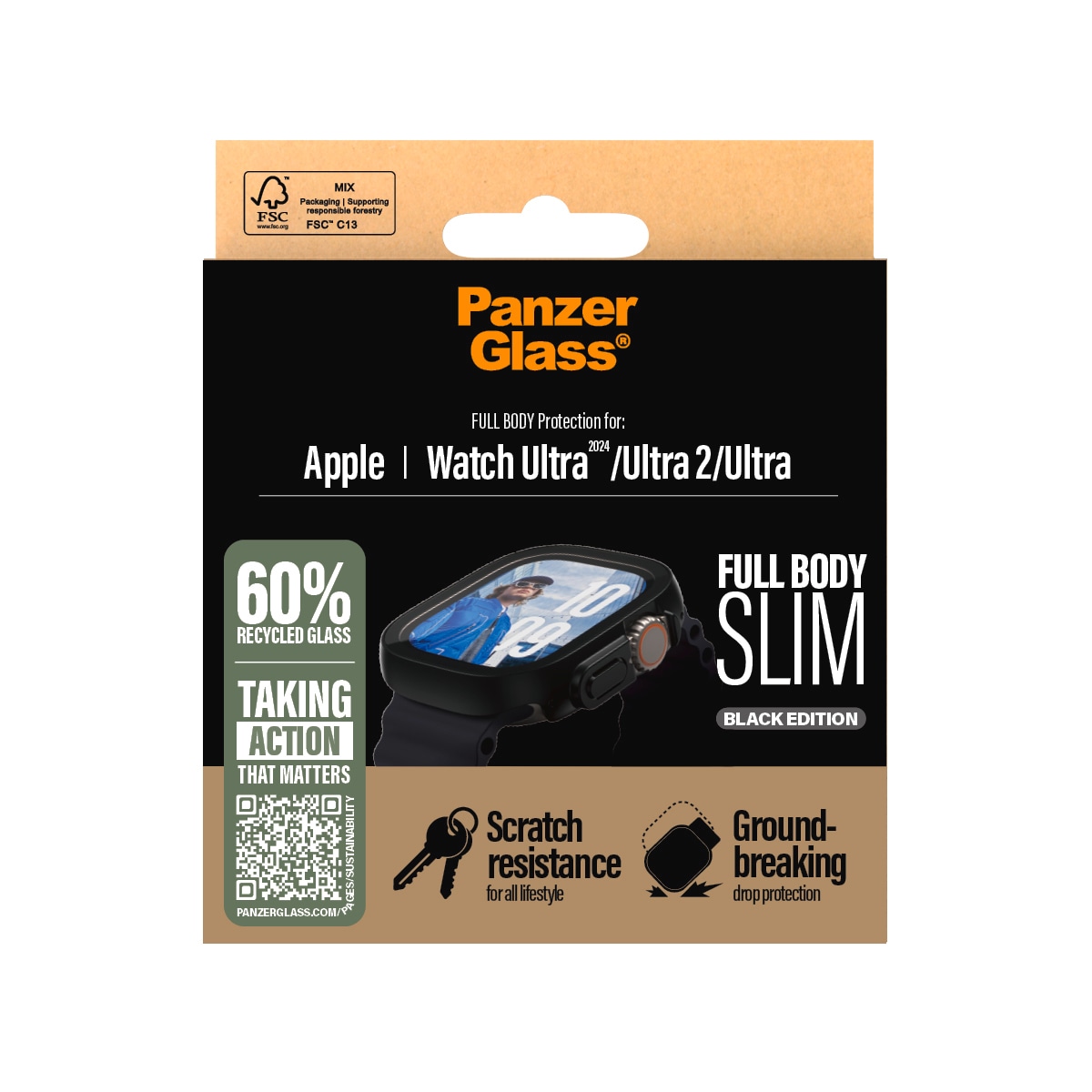 CARE by PanzerGlass Displayschutzglas »Full Body Protection«, für Apple Watch Ultra-Apple Watch Ultra 2, Displayschutzfolie, Schutzfolie, Bildschirmschutz, kratz- & stossfest