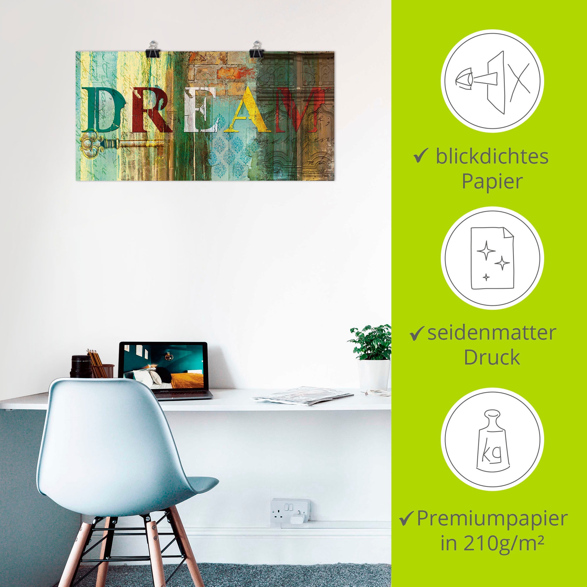 Artland Wandbild »Traum« Sprüche & Texte 1 Stk. tlg. als Leinwandbild, Poster, Wandaufkleber in verschied. Grössen