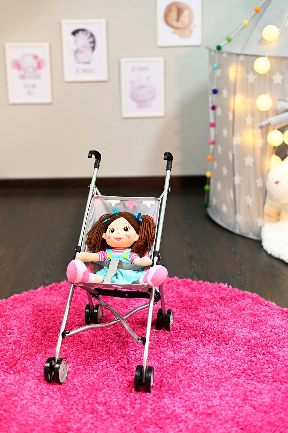Knorrtoys® Puppenbuggy »Sim - star grey pink«