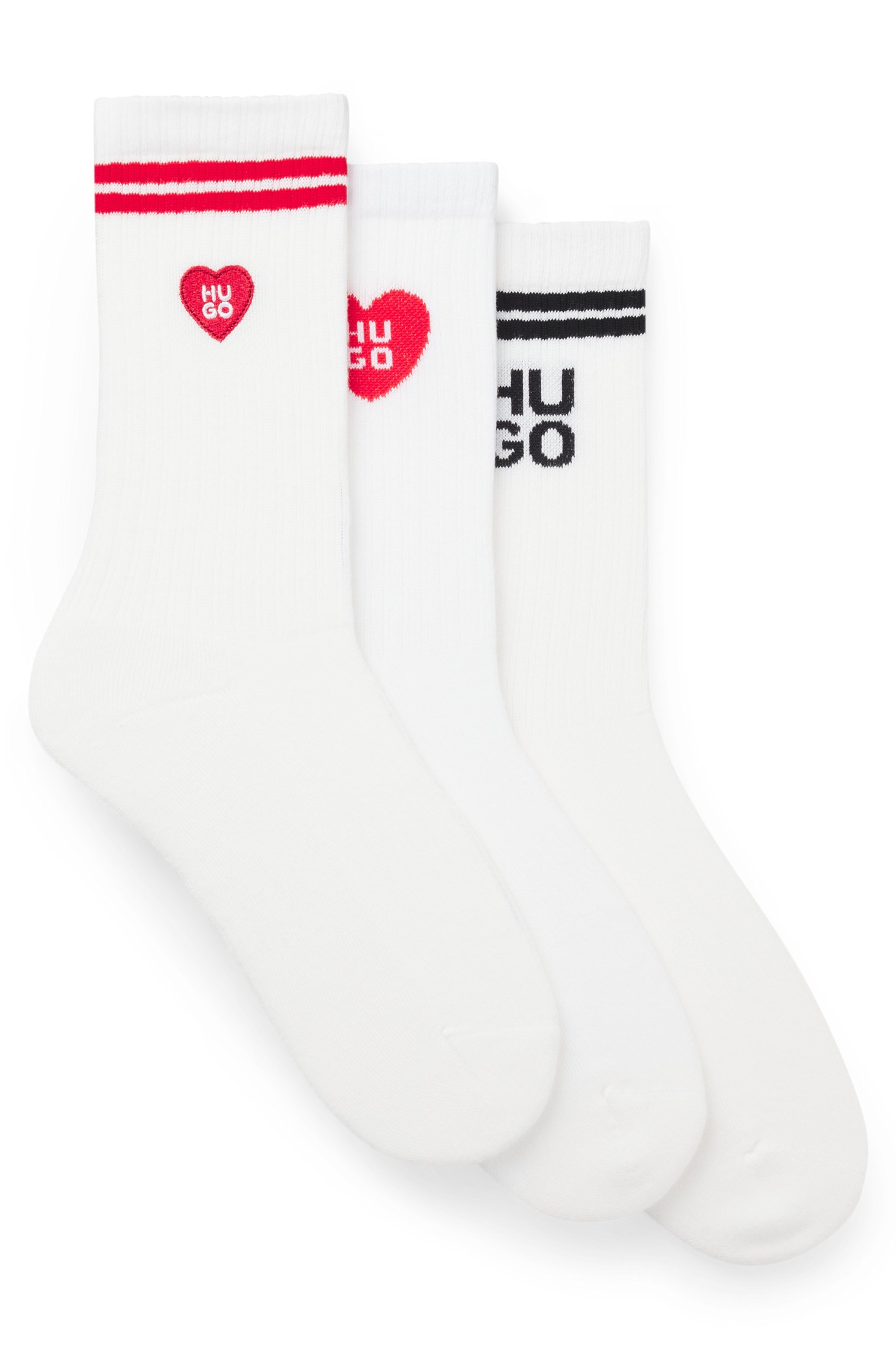 Image of HUGO Underwear Socken Packung, 3 Paar tlg. verstärkte Fersen- und Zehenpartie, gerippte Details