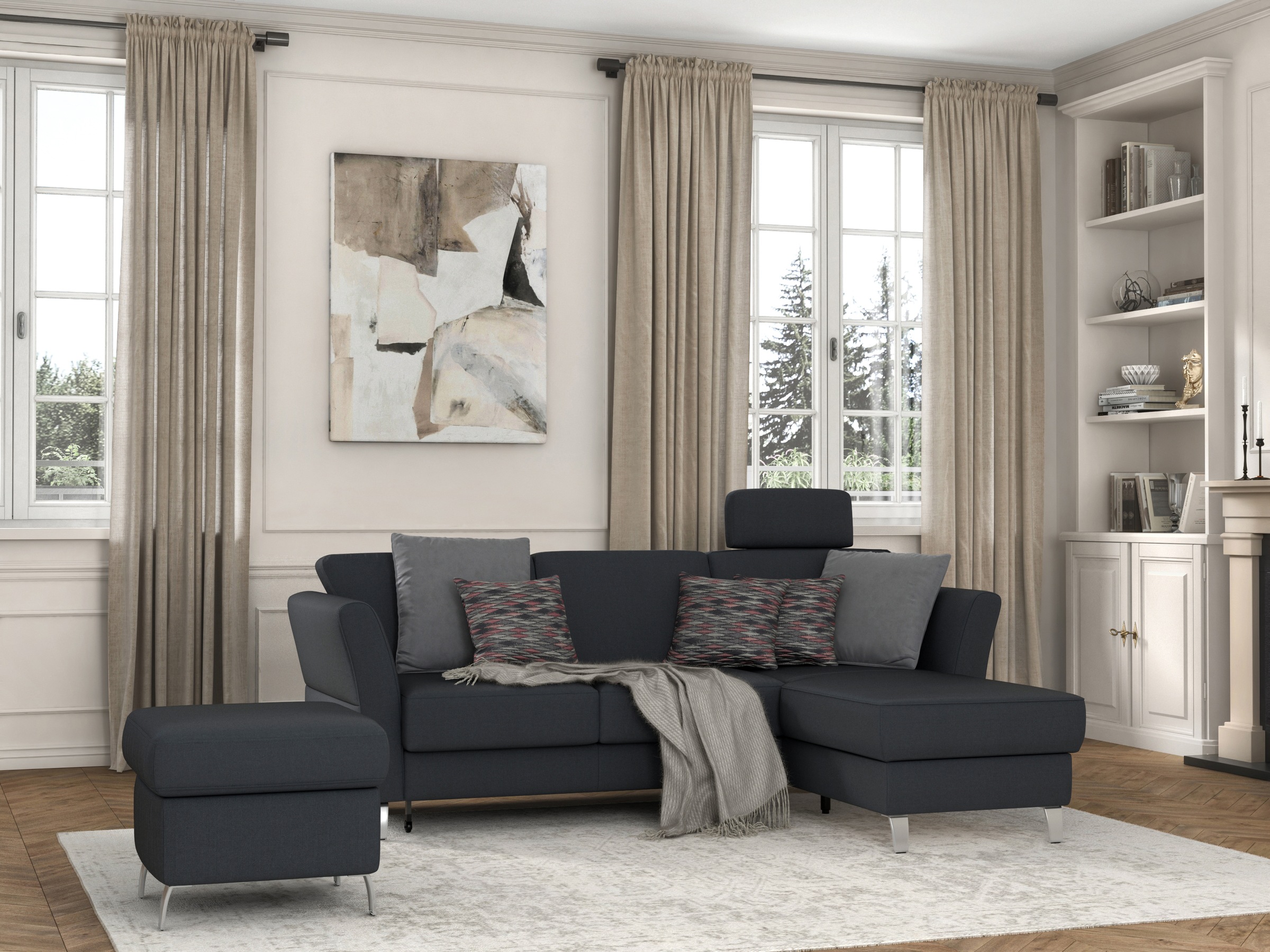 sit&more Ecksofa »Visby L-Form«, wahlweise mit Bettfunktion und Bettkasten, frei im Raum stellbar