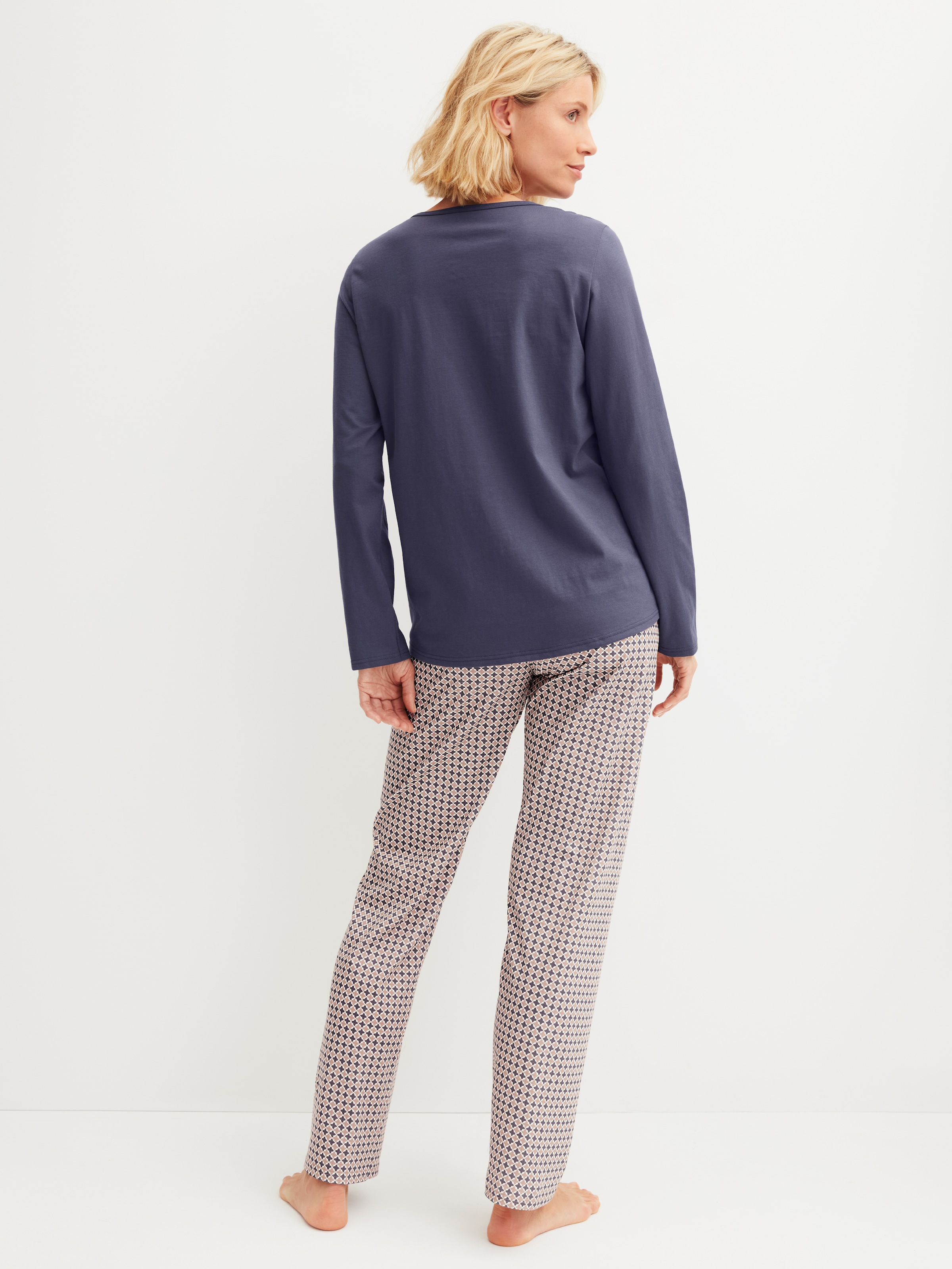 CALIDA Pyjama »Graphic Nights« 2 pièces Streifen-Design, Single Jersey Qualität, Rundhals, Langarm, weich