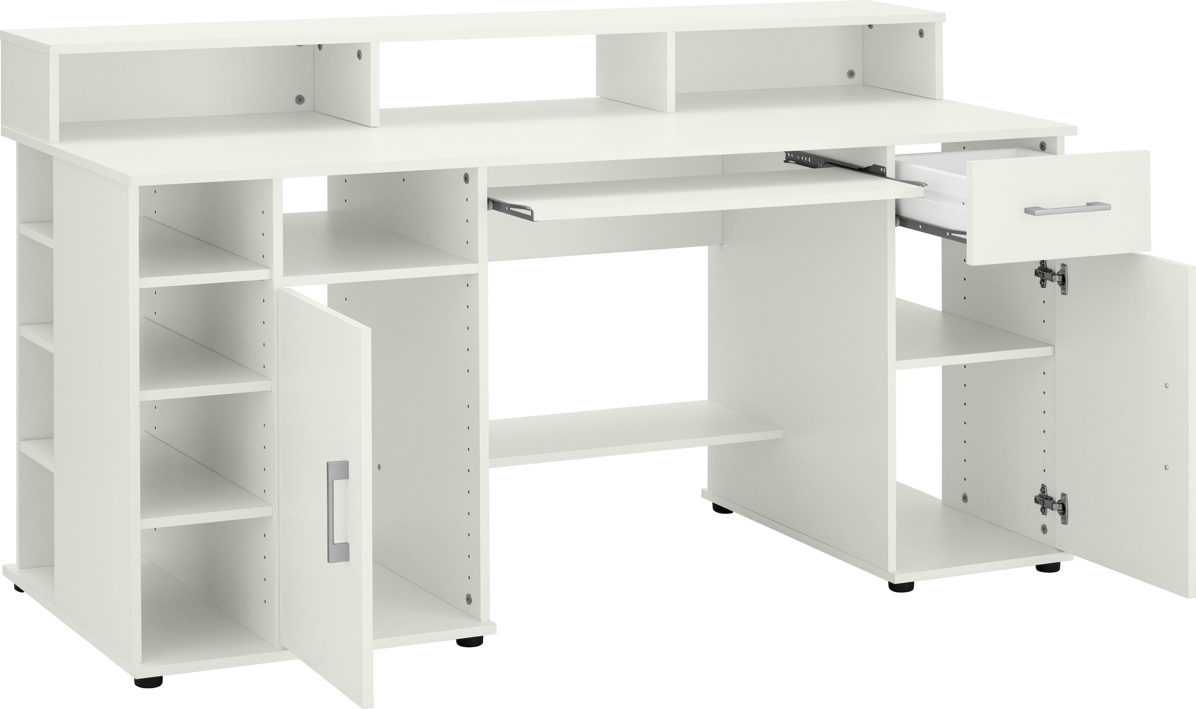 VOGL Möbelfabrik Schreibtisch »Tim mit Monitoraufsatz, Tastaturauszug & Towerfach,«, Breite 154 oder 178 cm, Made in Germany