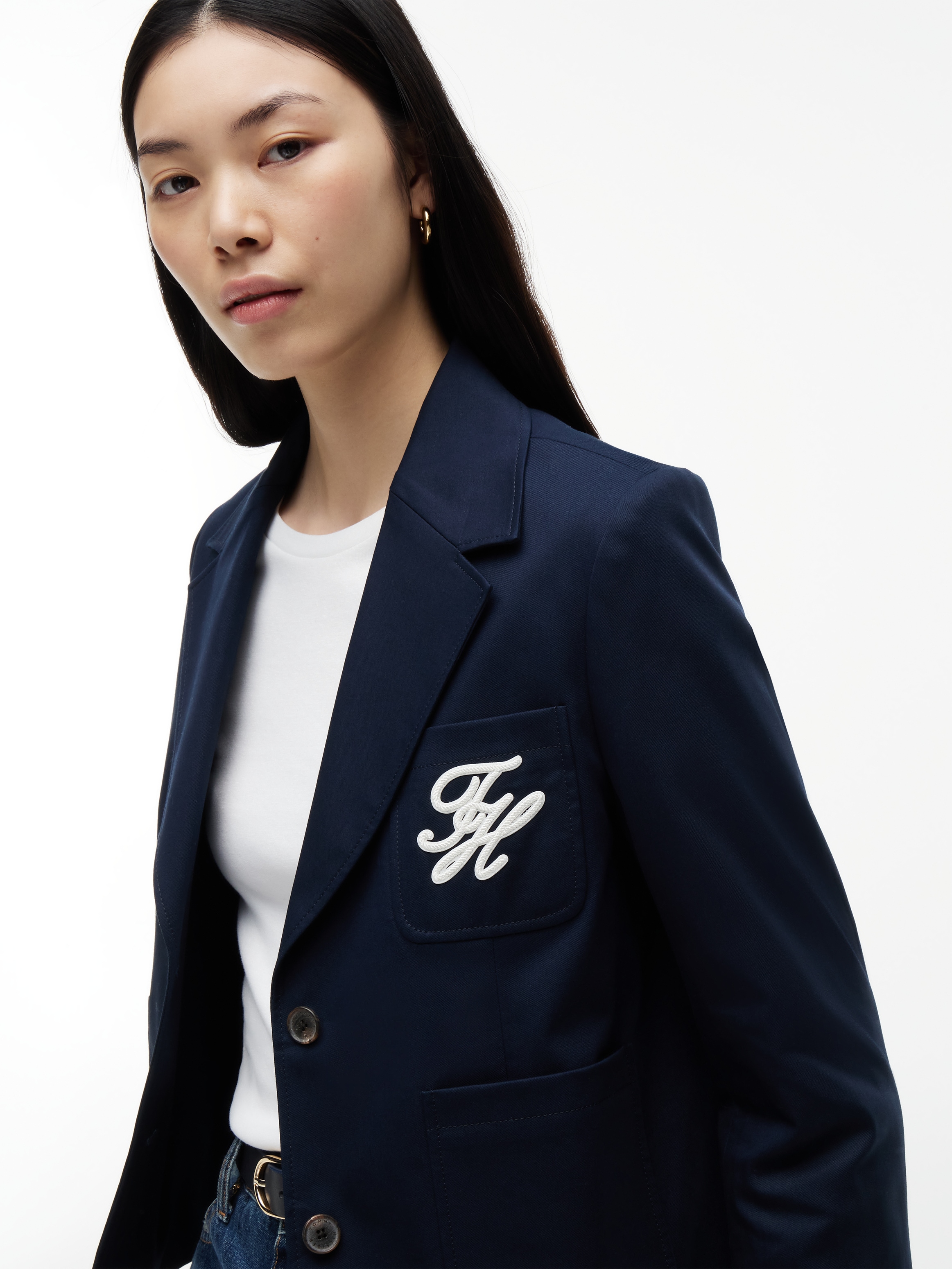 Tommy Hilfiger Blazer court »CHINO DRESSING COTTON BLAZER« en coton pur, avec col à revers