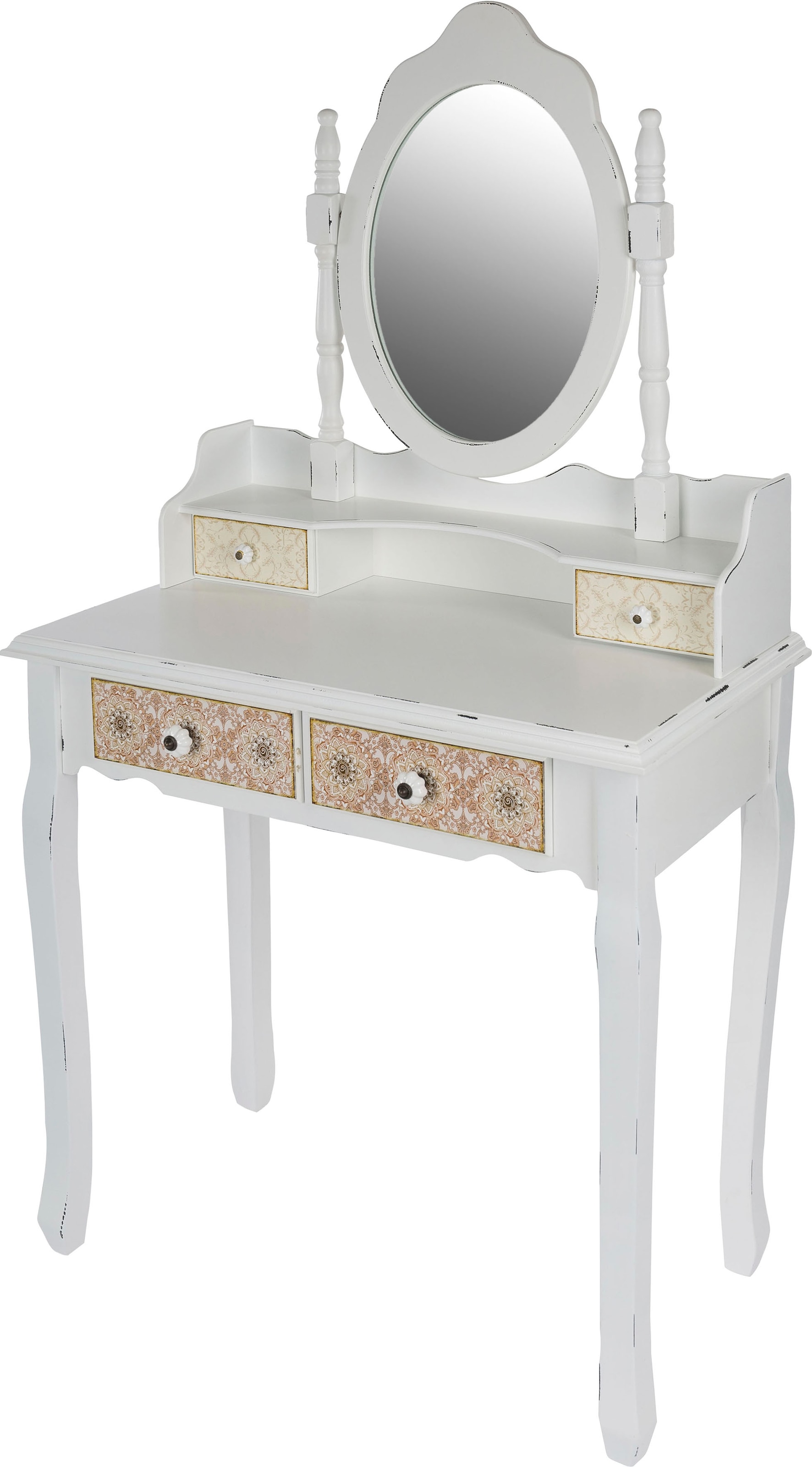 my Flair Schminktisch »Paisley«, Schminktisch, Frisierkommode, Shabby Chic Design mit 4 Schubladen