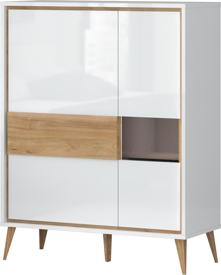 Image of GOODproduct Highboard "Vida" (H/B/T): 121/95/40cm, UV lackiert, hochglänzend, Soft-Close und Push-to-open Funktion