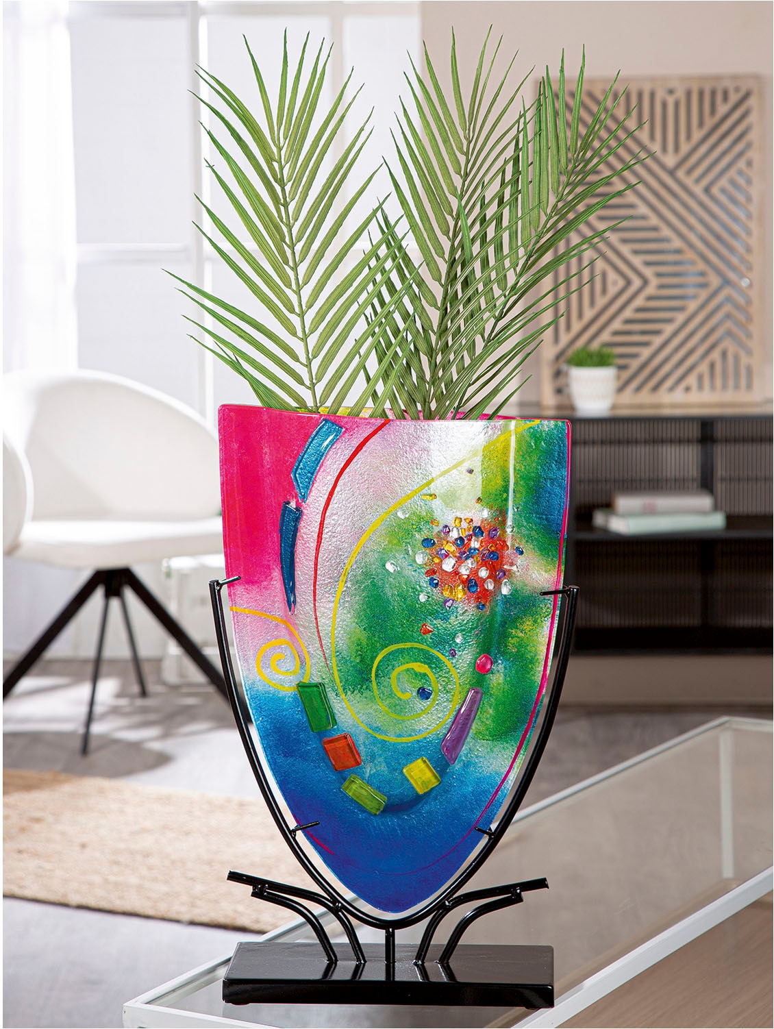 Casablanca by Gilde Tischvase »Vase oval Cool blau; pink H. 49 cm«