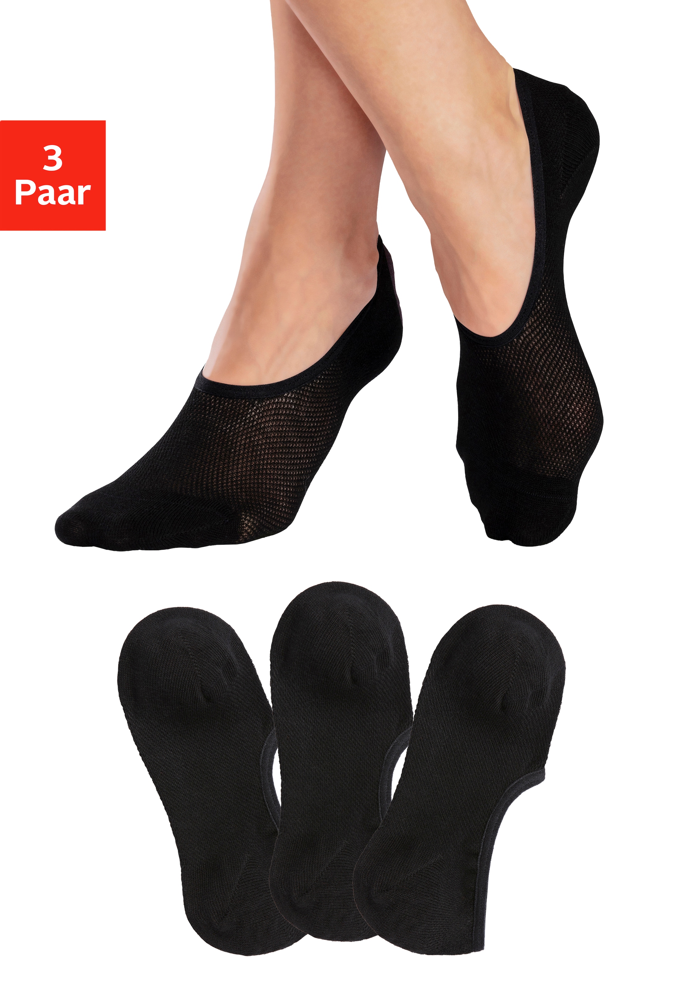 Image of LASCANA ACTIVE Füsslinge Packung, 3 Stk. tlg. mit Pikee Struktur