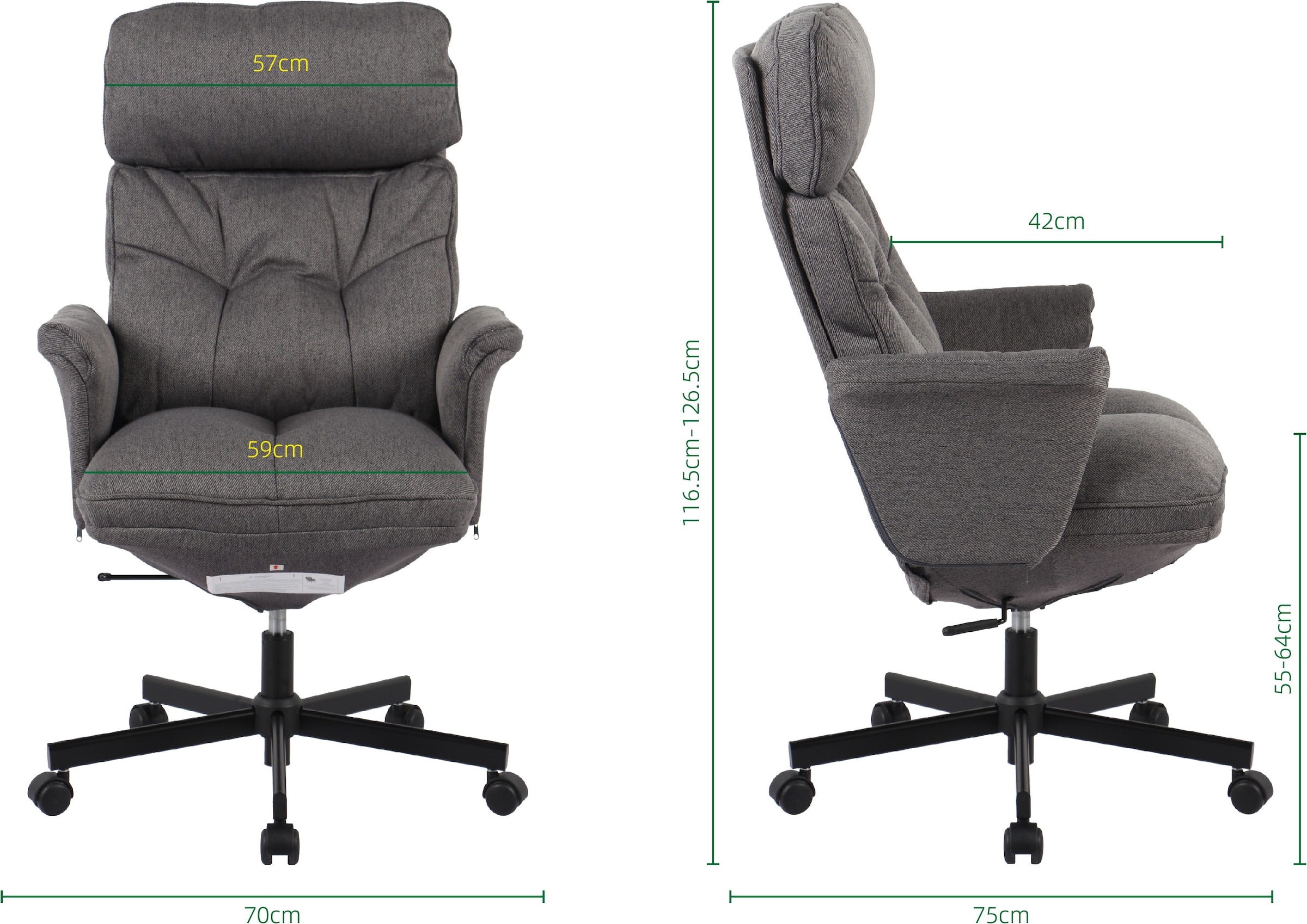 GOODproduct Chefsessel »Emmelie« () komfortable Polsterung, ergonomisch geformte Armlehnen