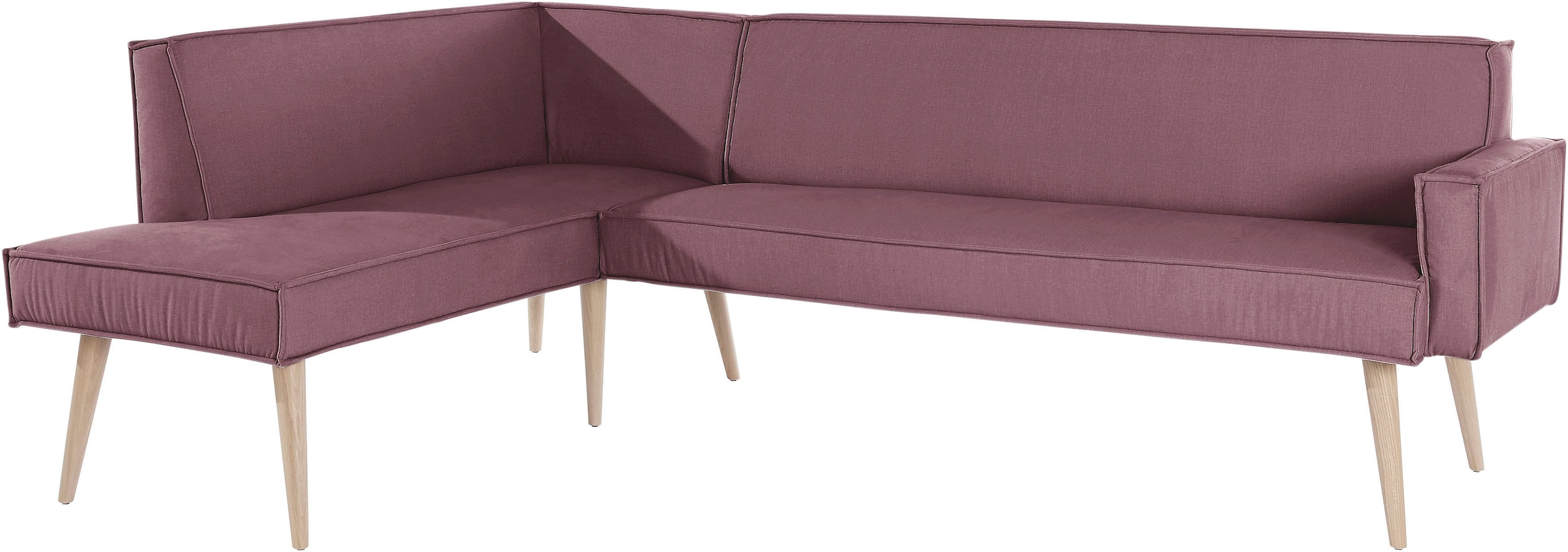 exxpo - sofa fashion Eckbank »Lungo, moderne Kedernaht, bequem und elegant, hoher Holzfuss«, hochwertige Detailverarbeitung, frei im Raum stellbar