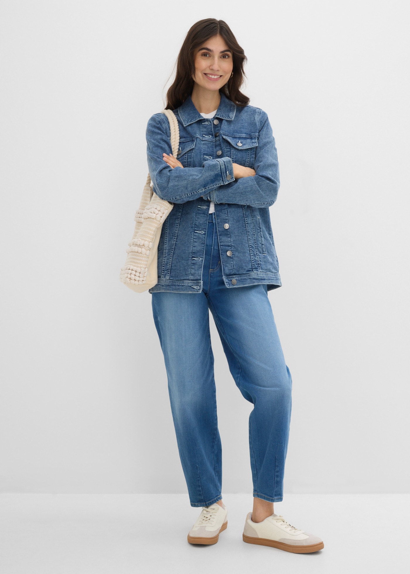 bonprix Jeansjacke loose fit Passform, weite Boyfriend-Form, mit Stretch-Anteil