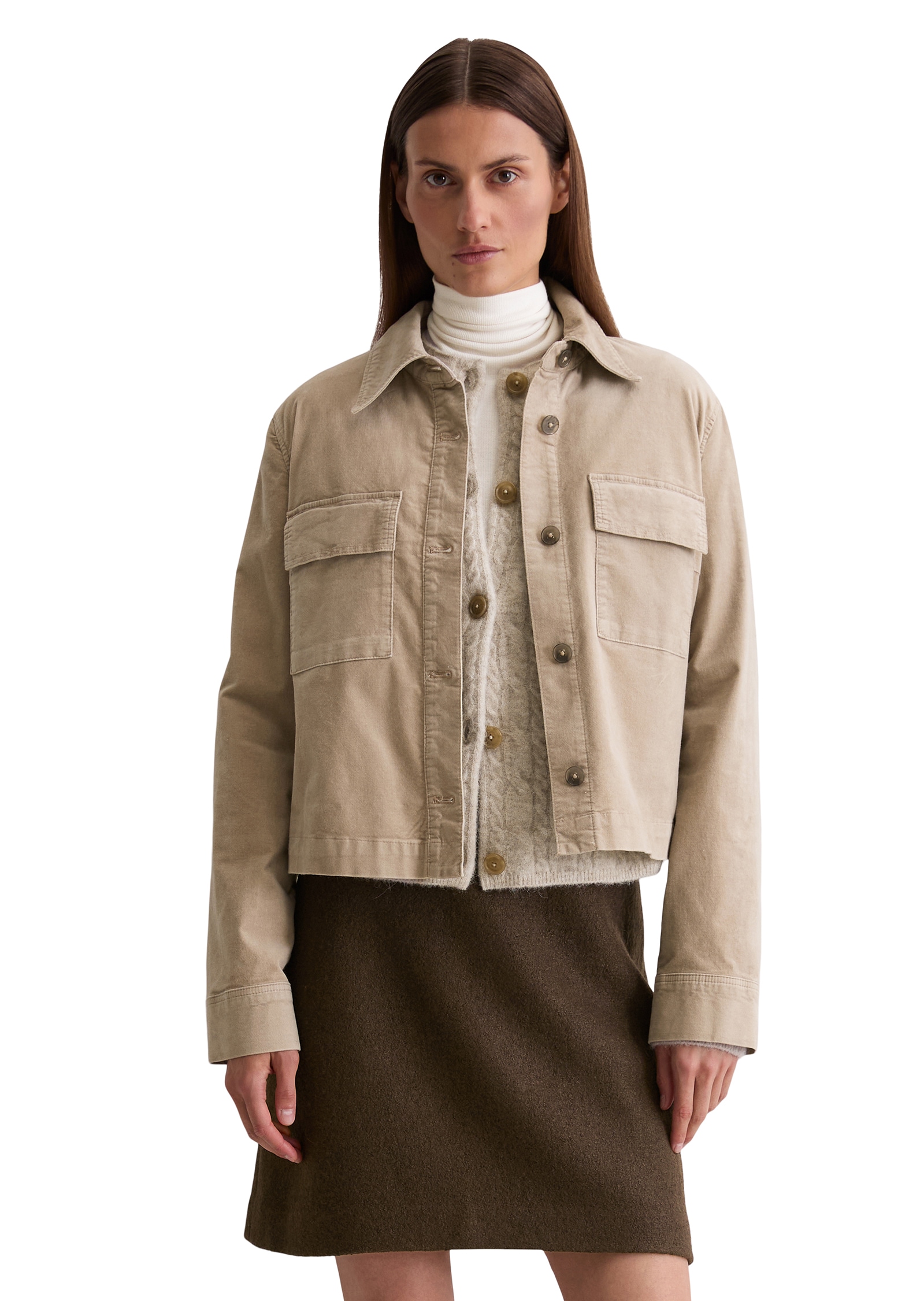 Image of Marc OPolo Kurzjacke aus Samt, regular fit, aus Organic-Cotton-Viskose-Stretch